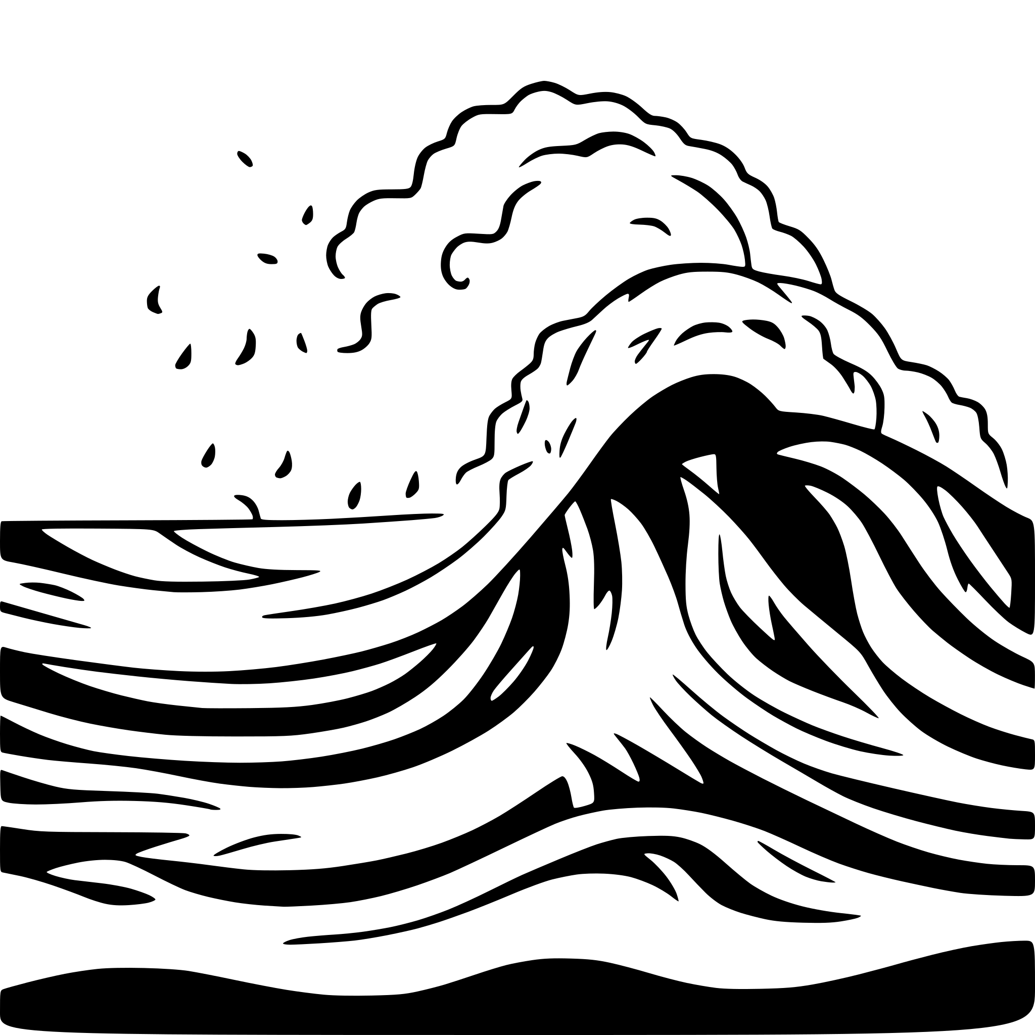 AI-generated SVG of 'A black and white drawing of a wave with a lot of waves'