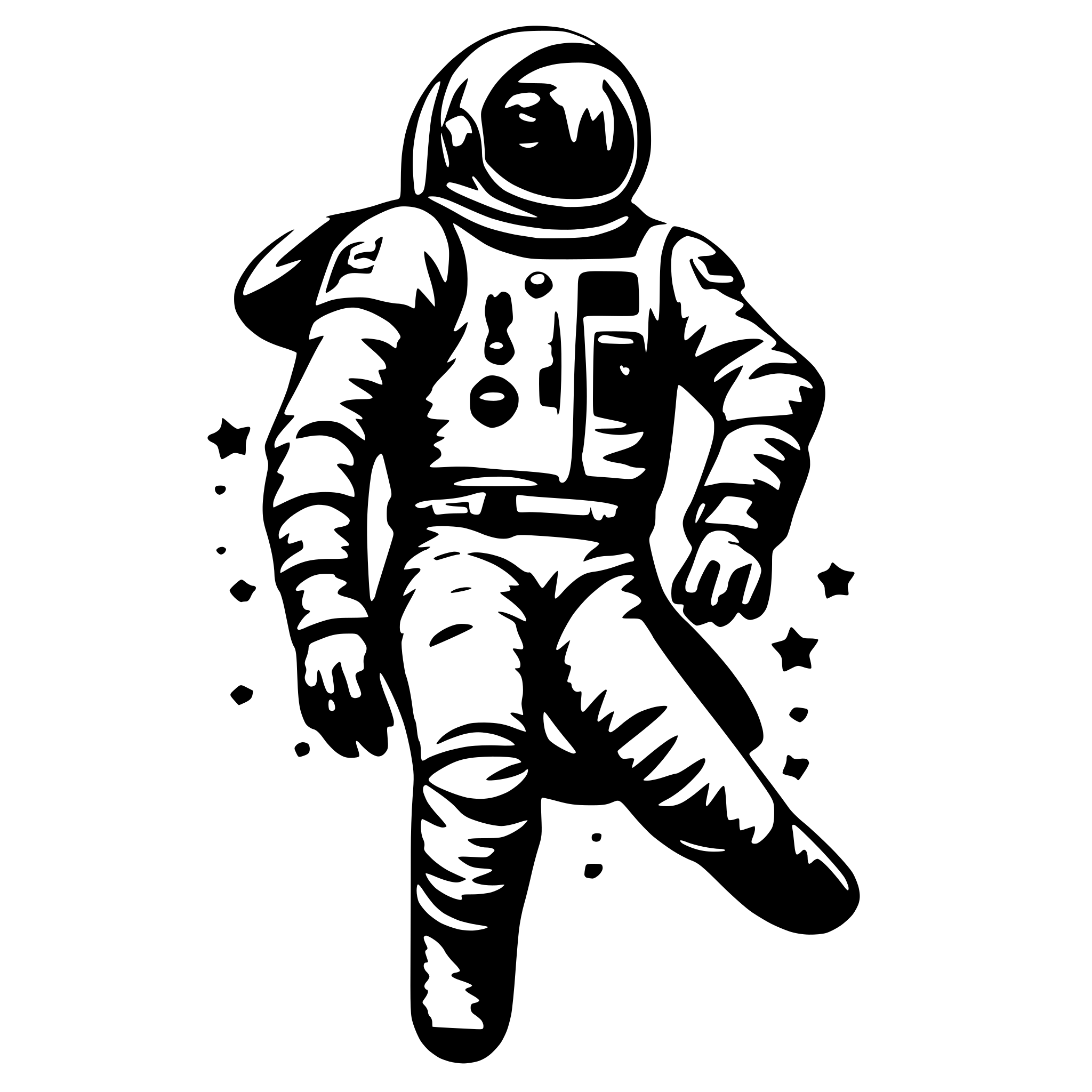 AI-generated SVG of a astronaut floating between stars