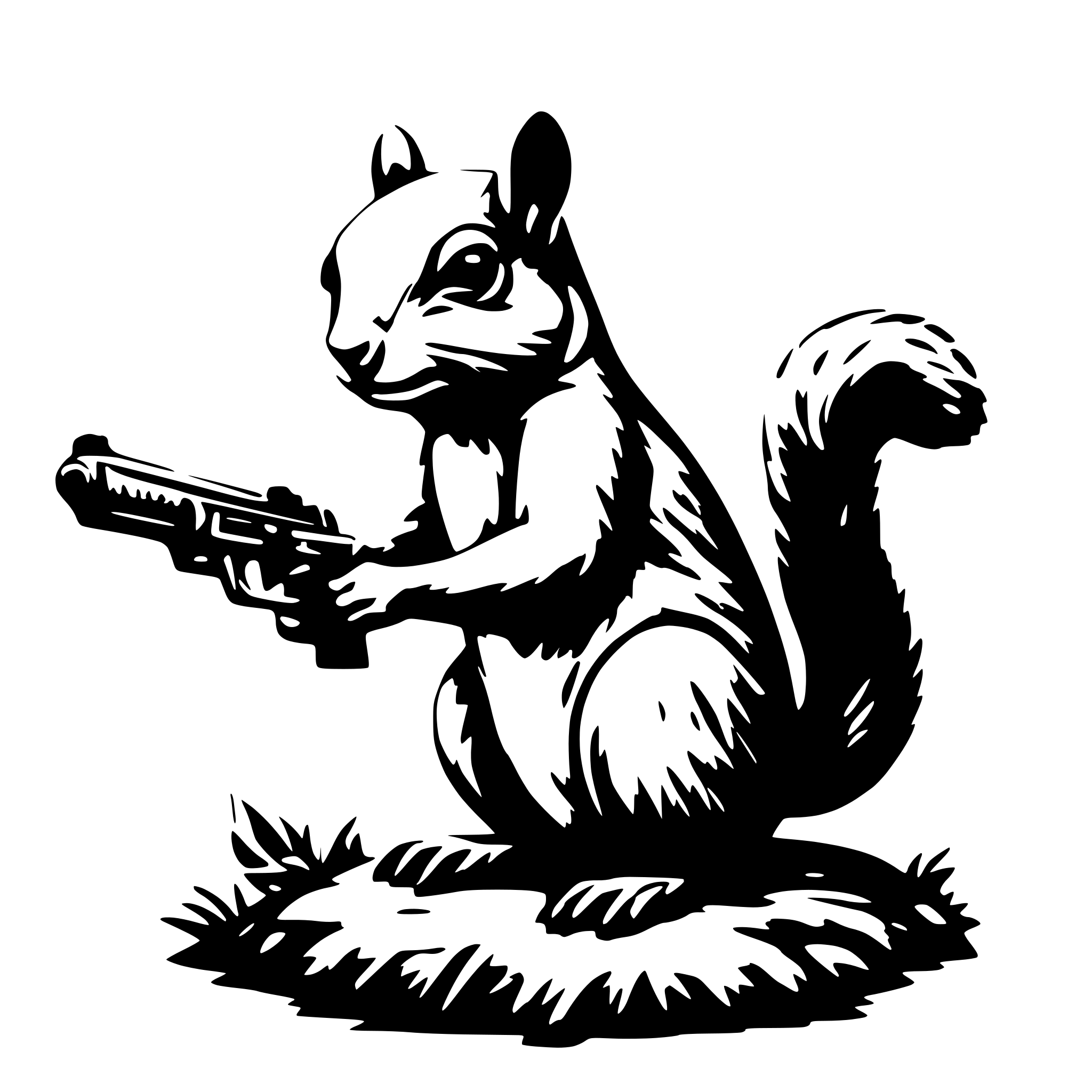 AI-generated SVG of 'Squirrel with gun'