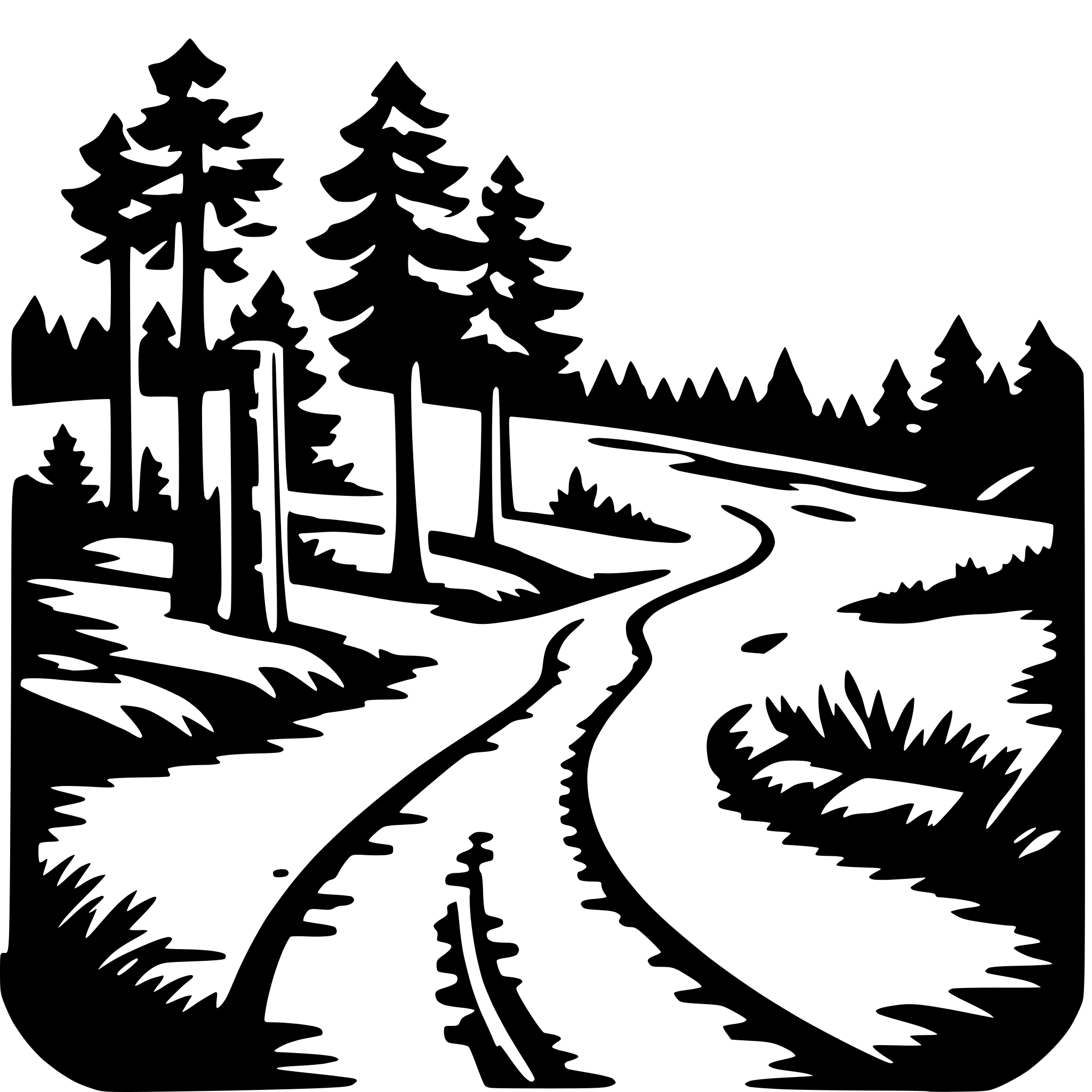 AI-generated SVG of a wilderness trek