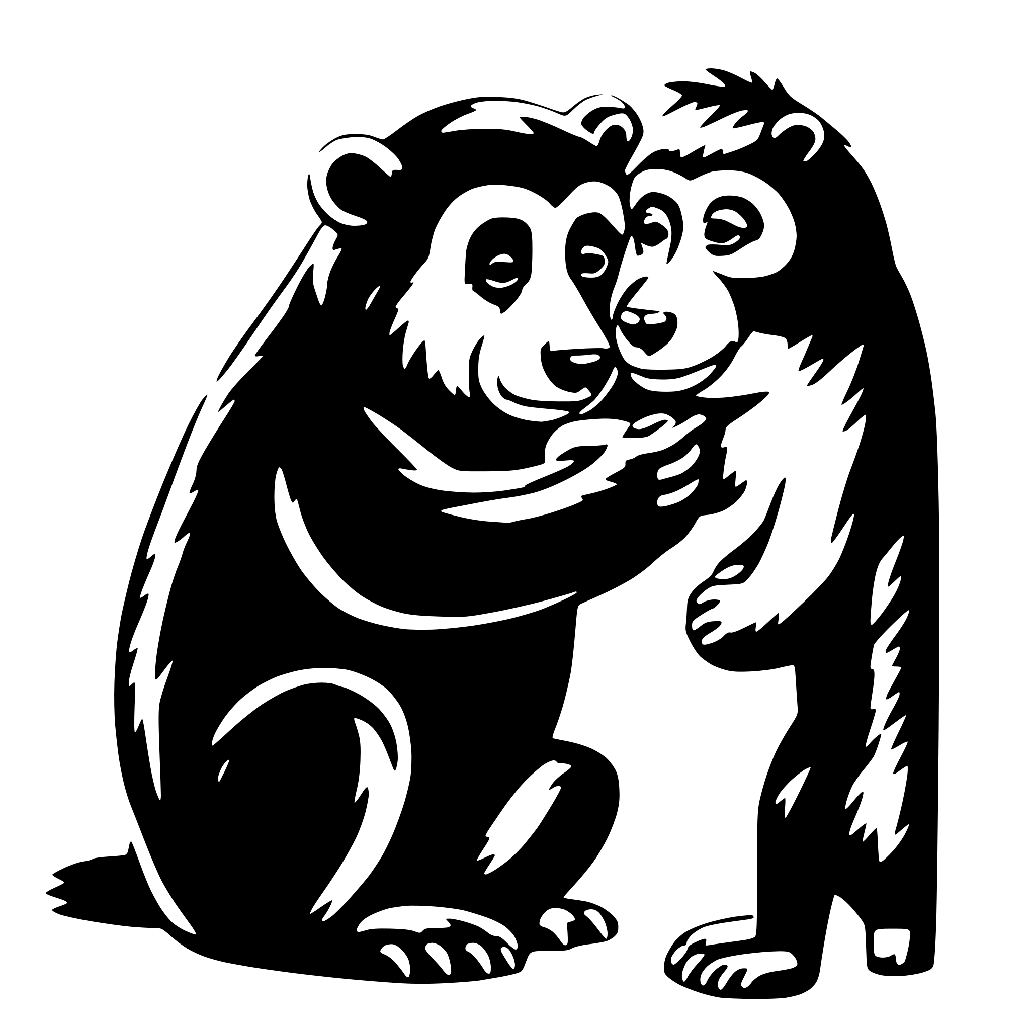 AI-generated SVG of 'Bear hugging a monkey'