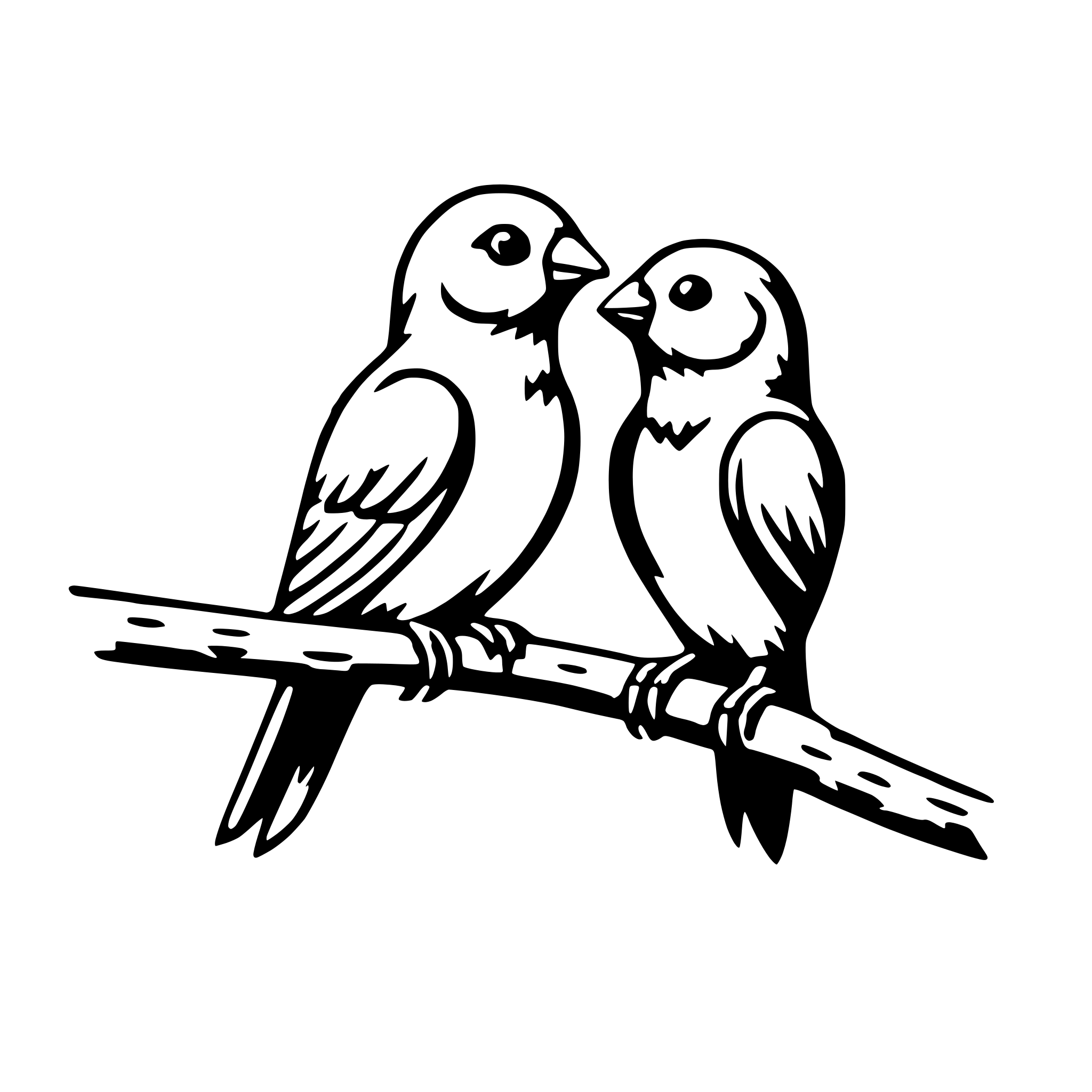 AI-generated SVG of 'lovebirds on a branch'