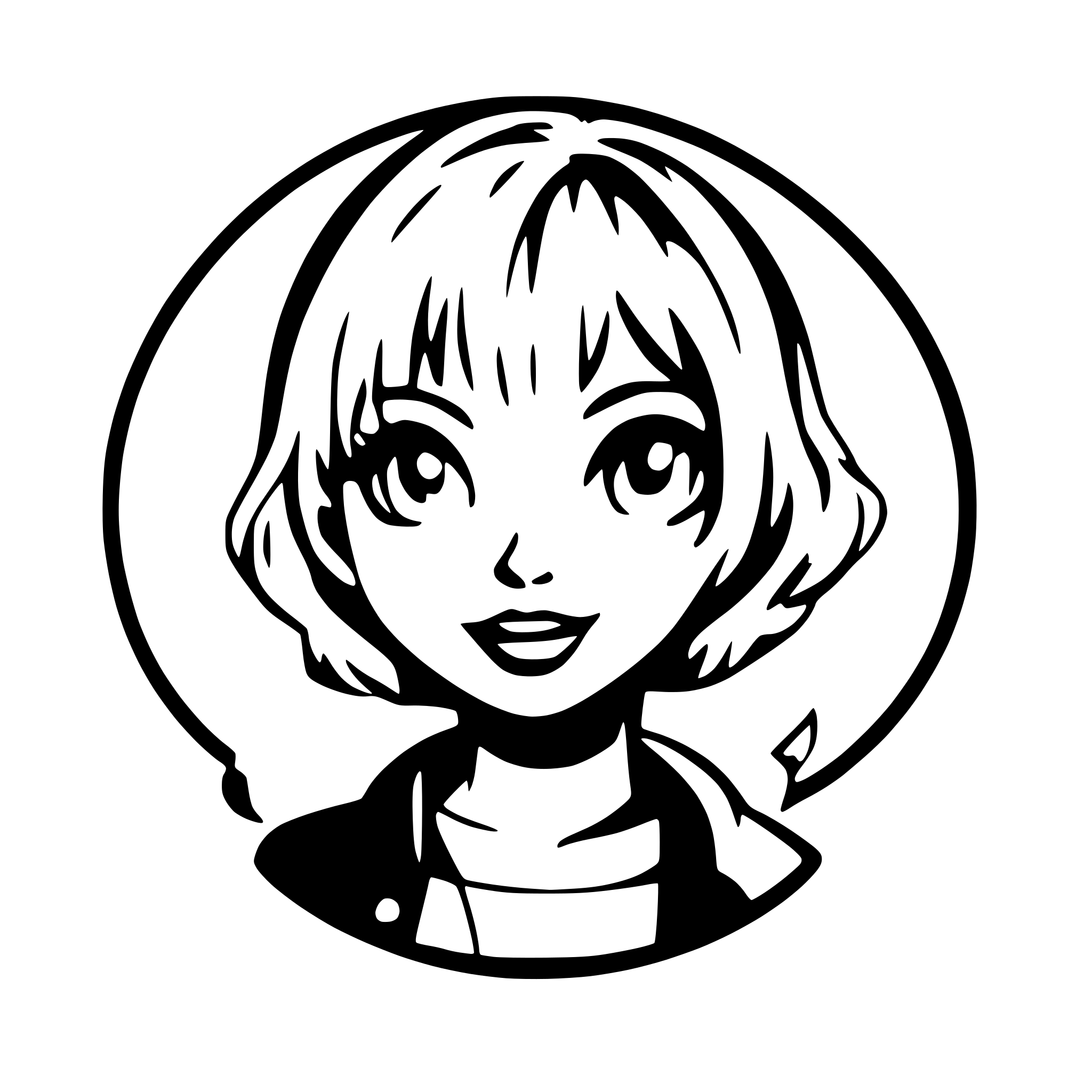 AI-generated SVG of a Round manga speech bubble with tail, empty, black outline, white fill