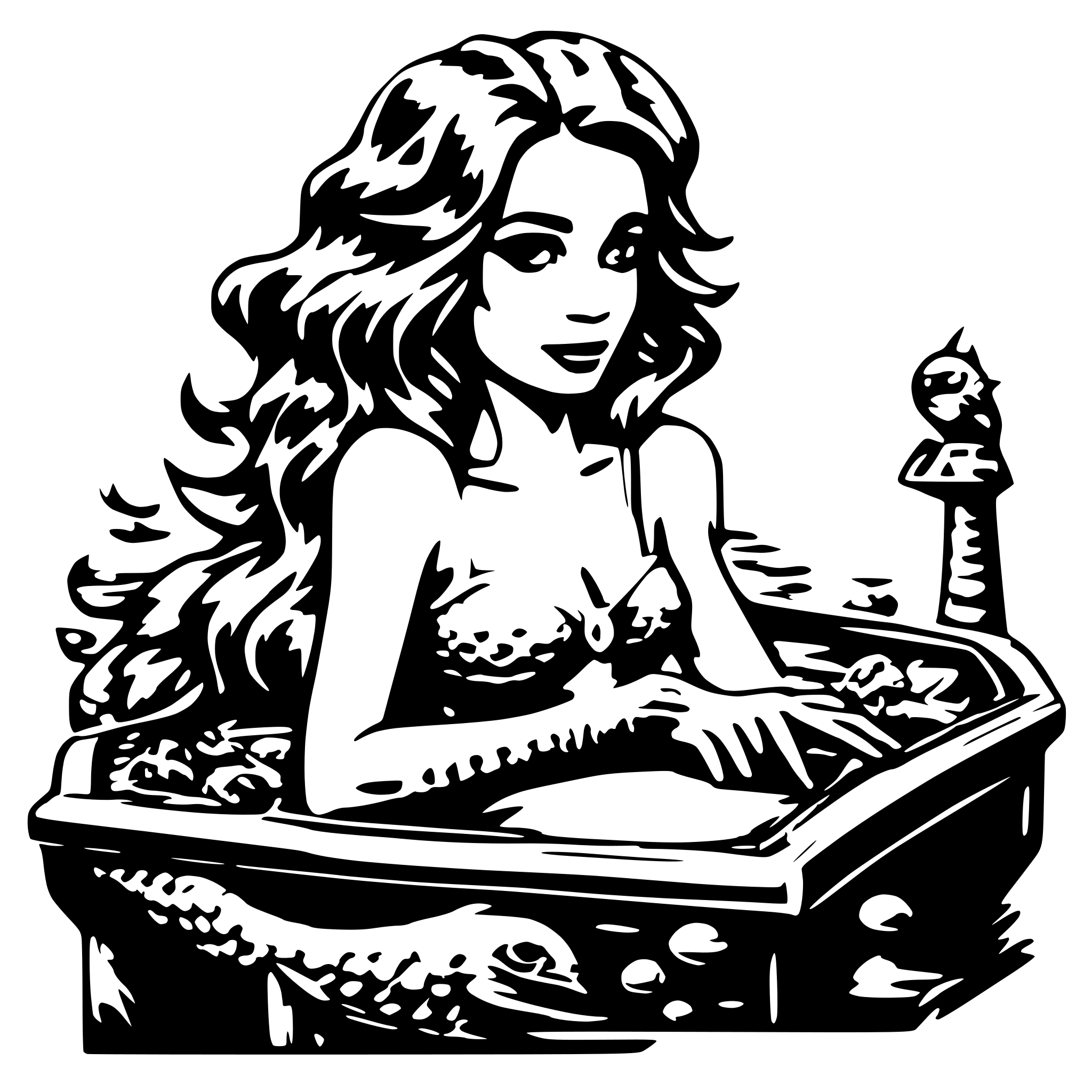 AI-generated SVG of 'mermaid on pinball machine'