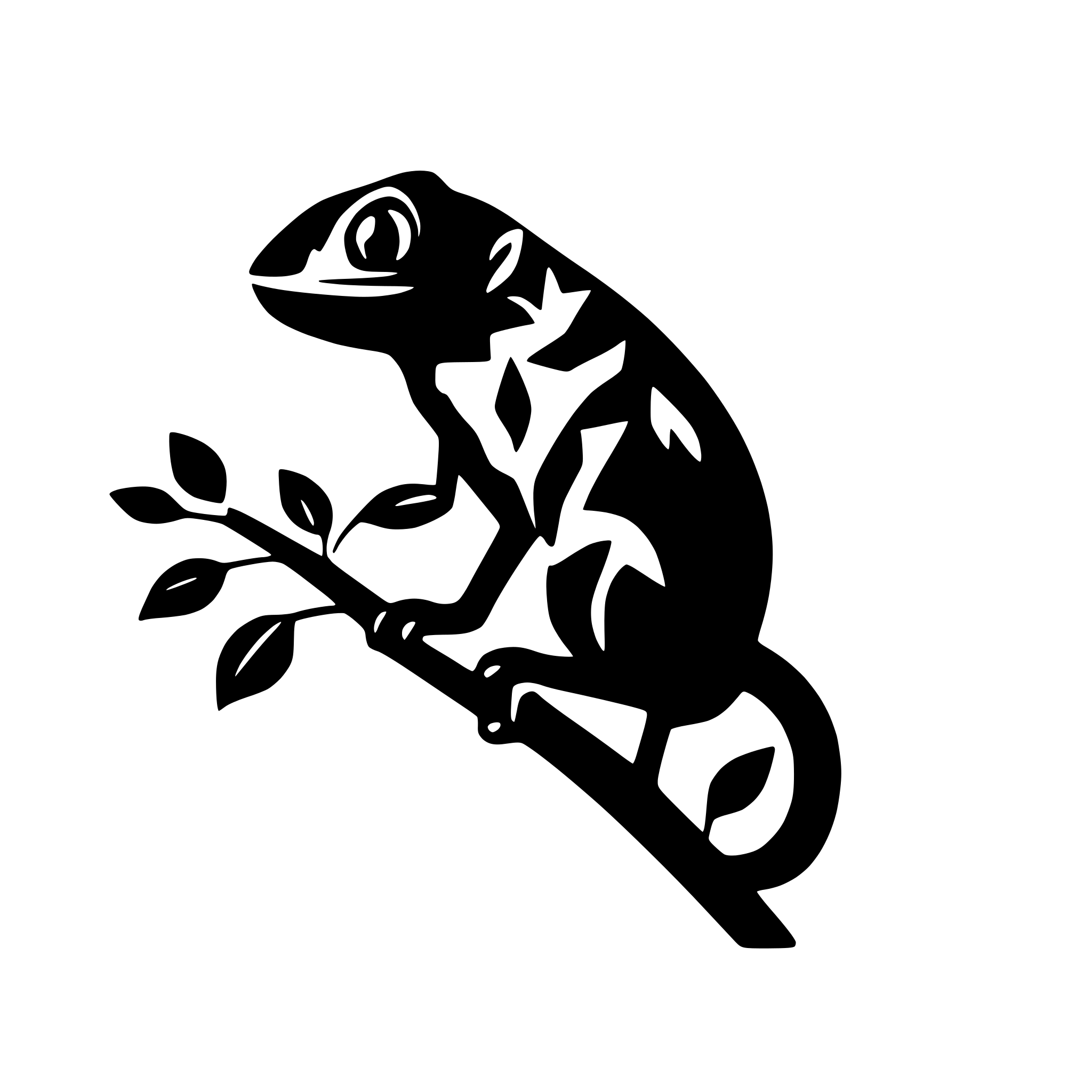 AI-generated SVG of a chameleon on a tree branch