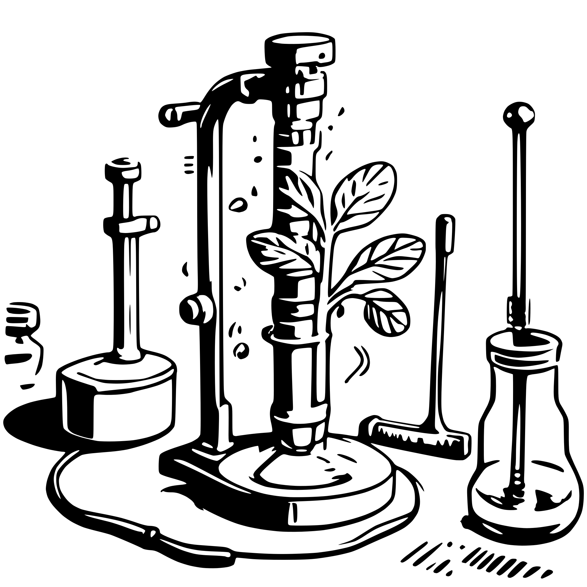 AI-generated SVG of a Canvas with many apparatus used in health sciences microbiology