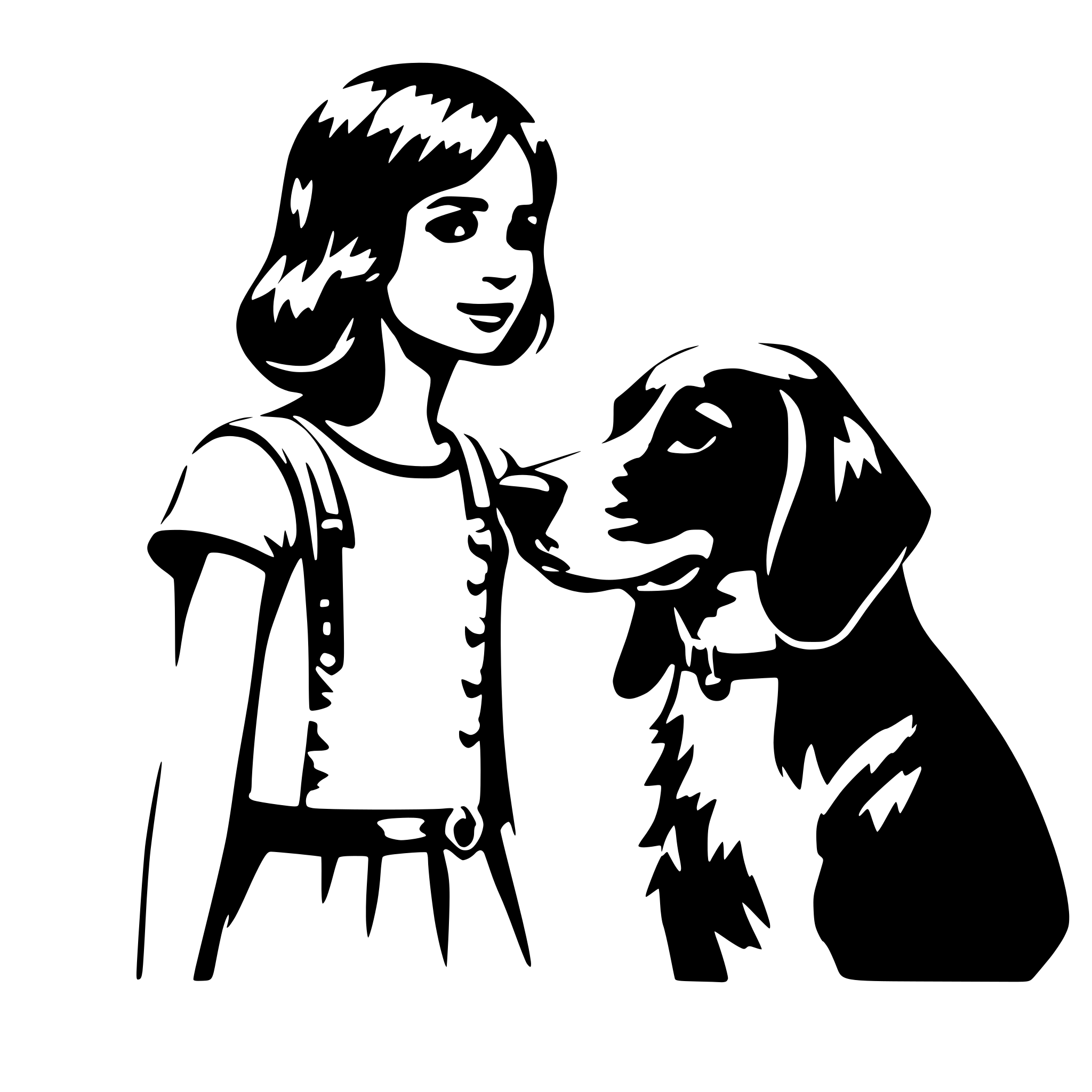 AI-generated SVG of 'girl width a dog'