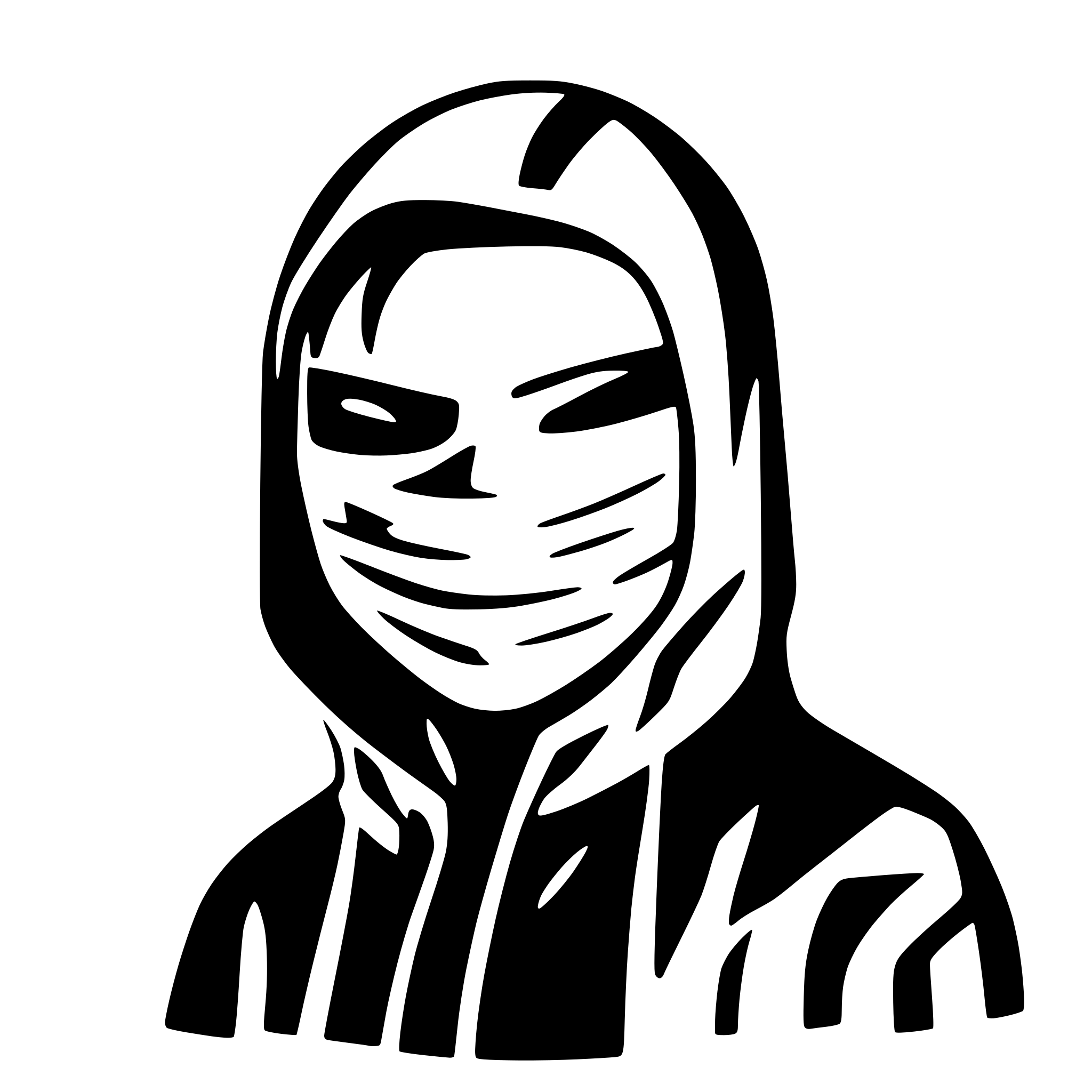 AI-generated SVG of a silhouette of a masked hoodie