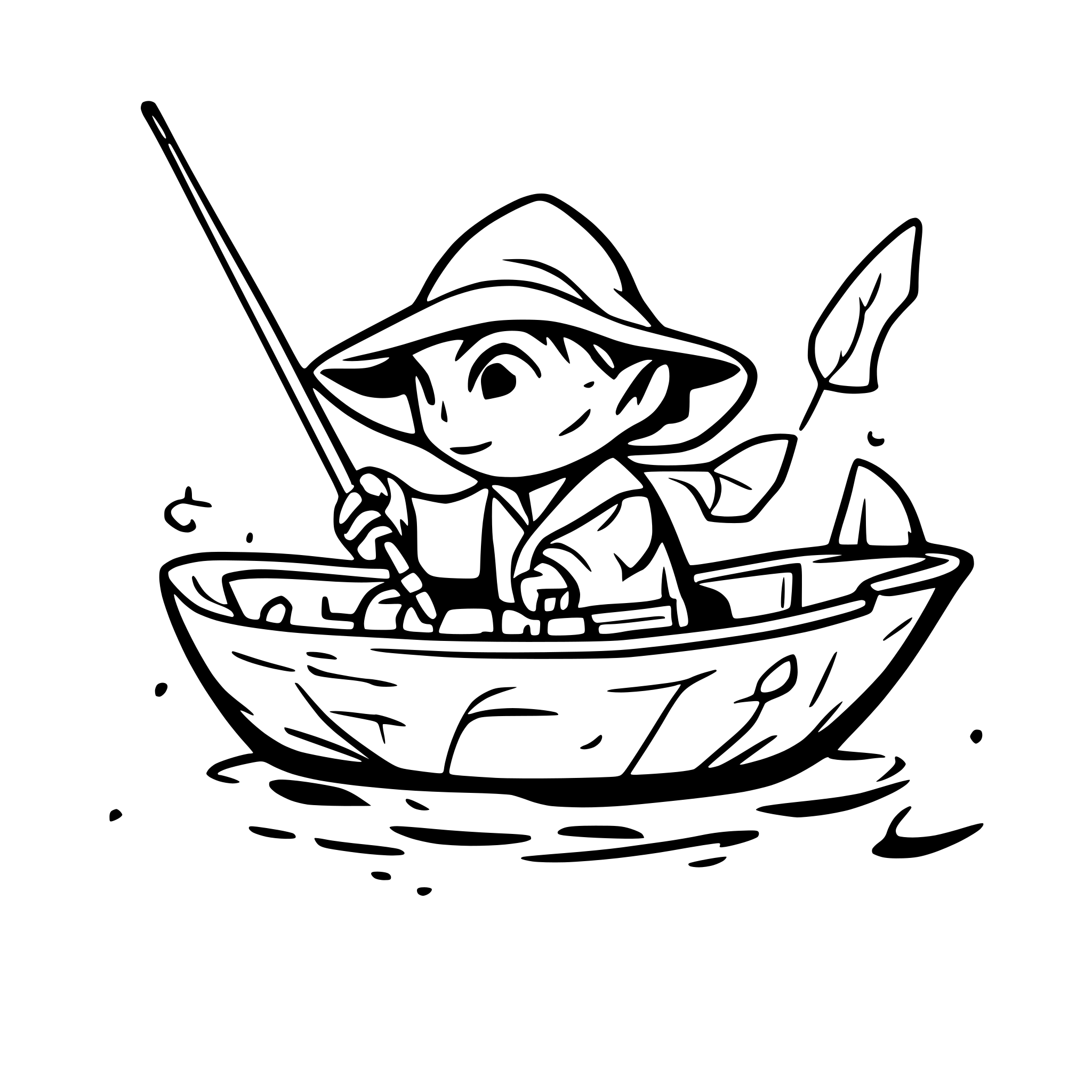 AI-generated SVG of a Yoda  fishing