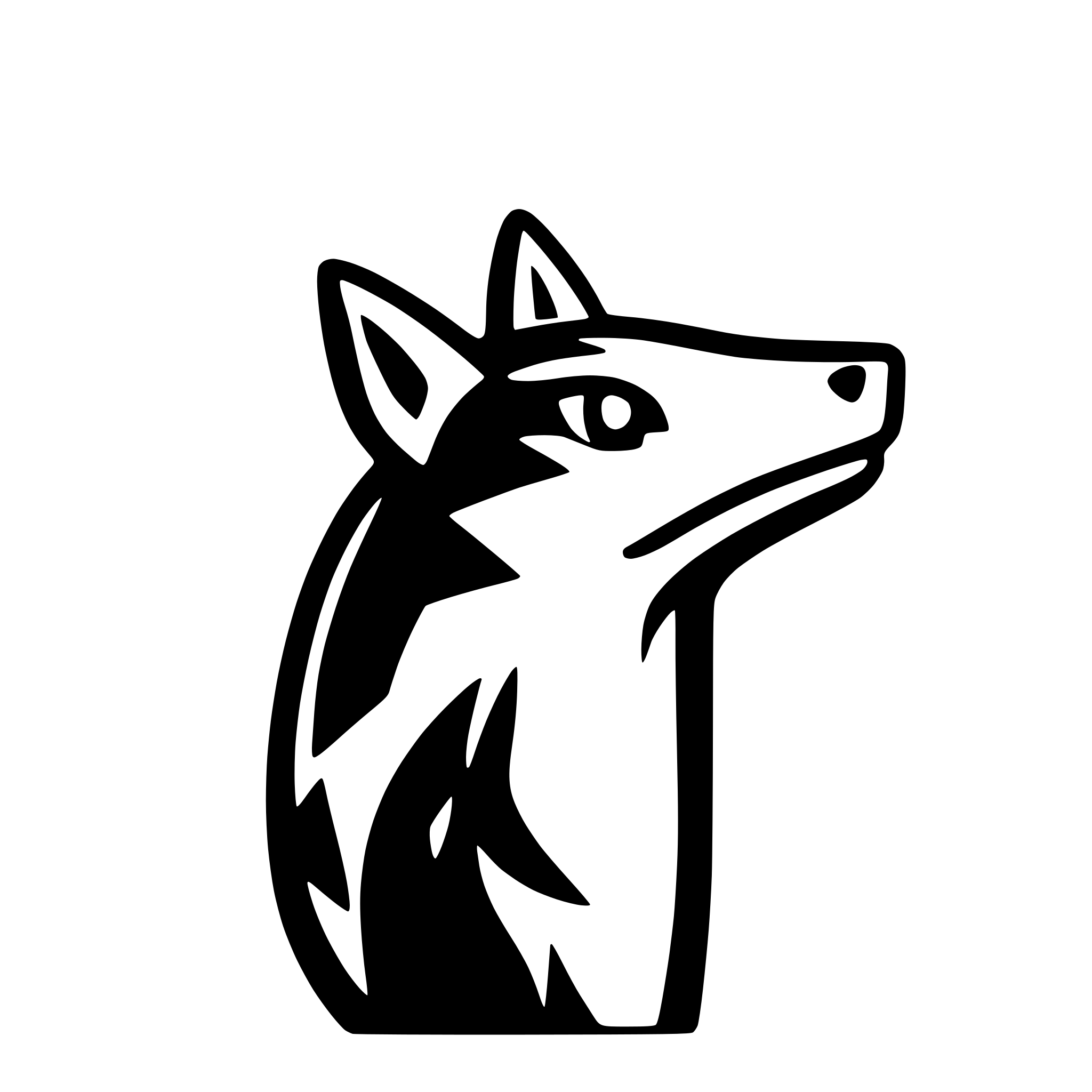 AI-generated SVG of a Coyote face looking forwards. Open mouth, howling.