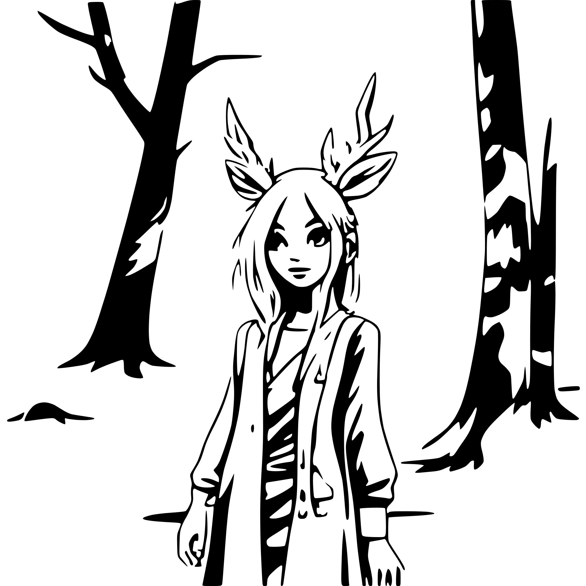 AI-generated SVG of a Hirsch am Teich mit wald