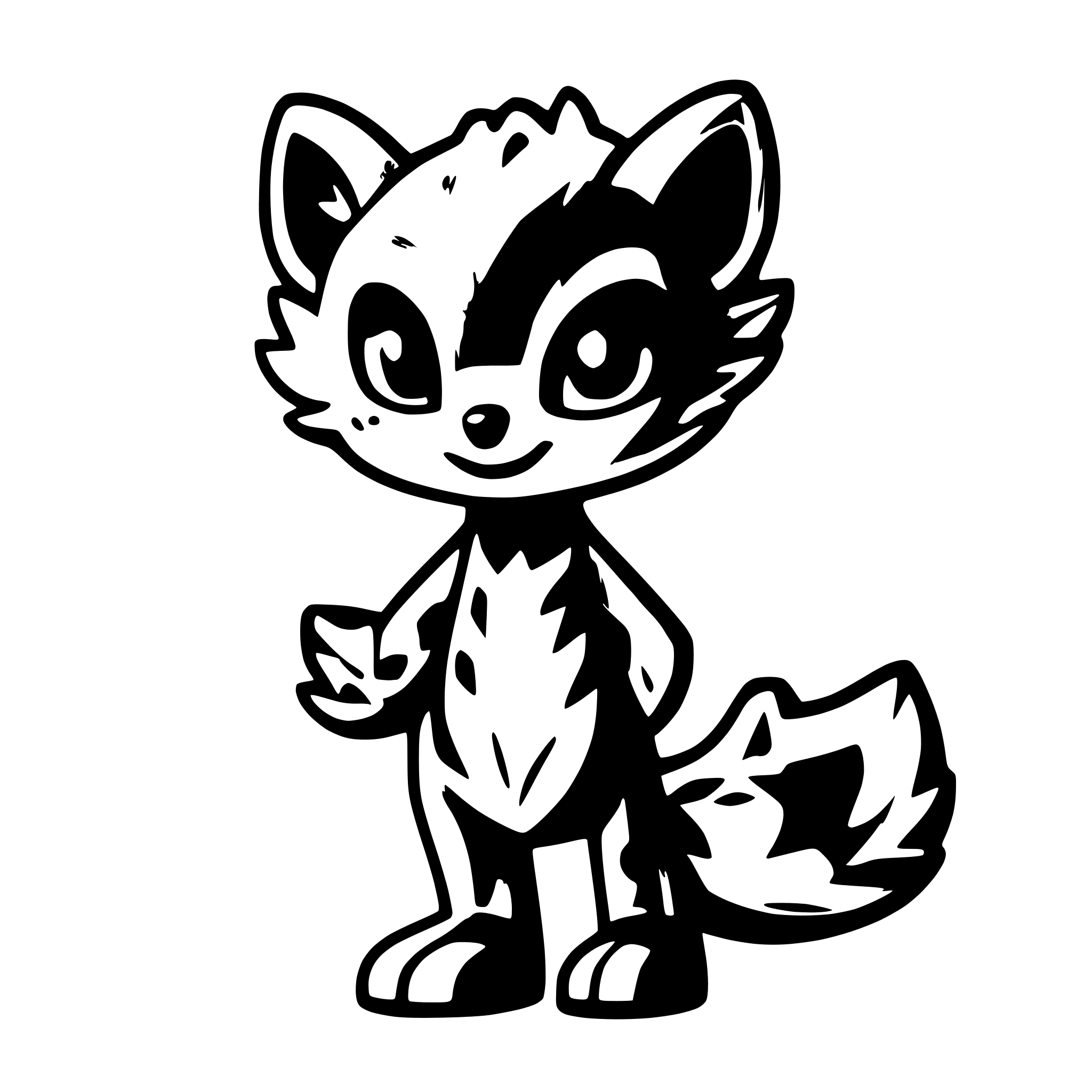 AI-generated SVG of a a cute phoenix-raccoon character. The raccoon is fully orange with a milk-white heart-shaped spot on its chest and glowing fiery patterns on its tail and wings. The style is semi-realistic and detailed, with soft shading, highlights, and glowing flame effects. Bright, warm color palette with a focus on fiery and magical elements.