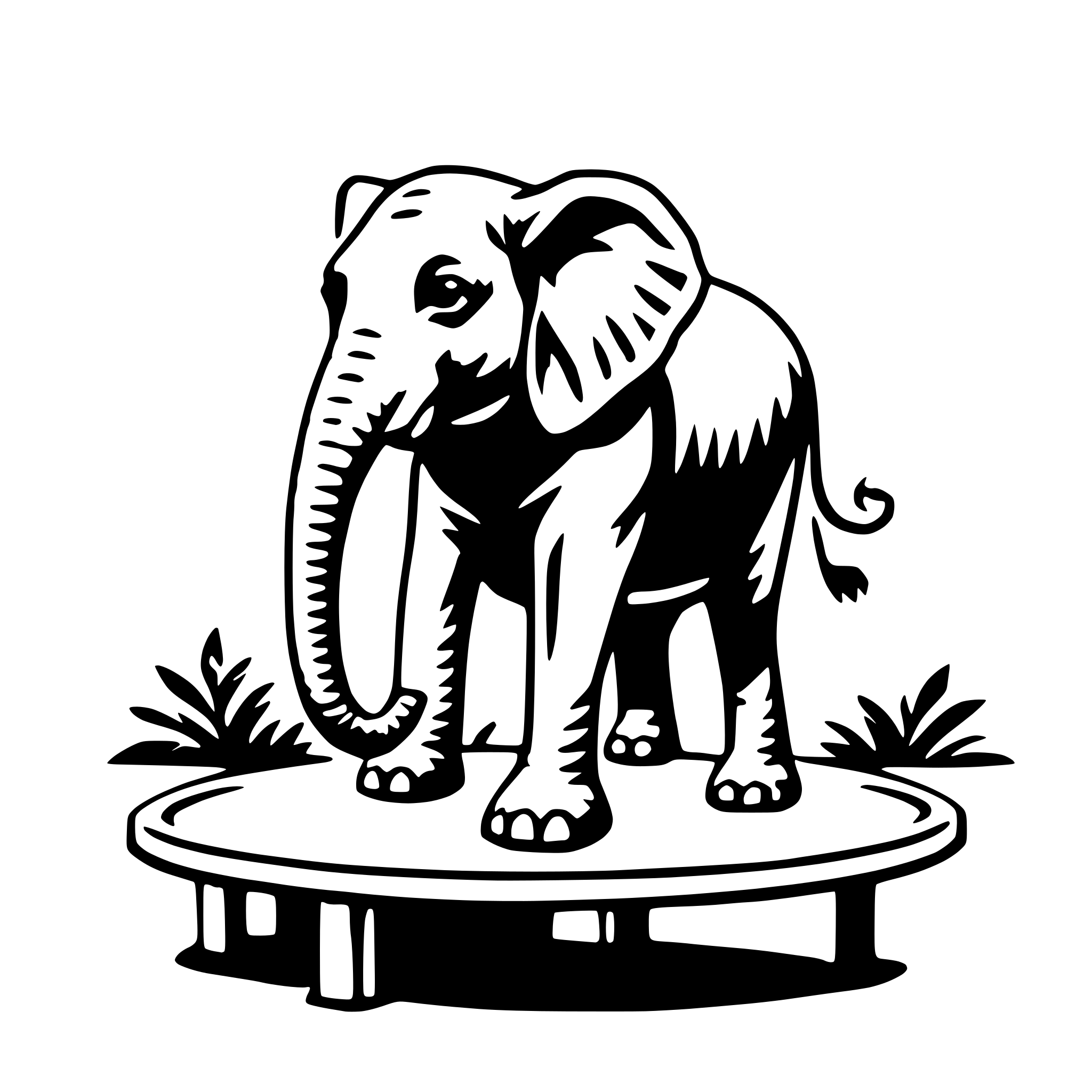 AI-generated SVG of a elephant on trampoline