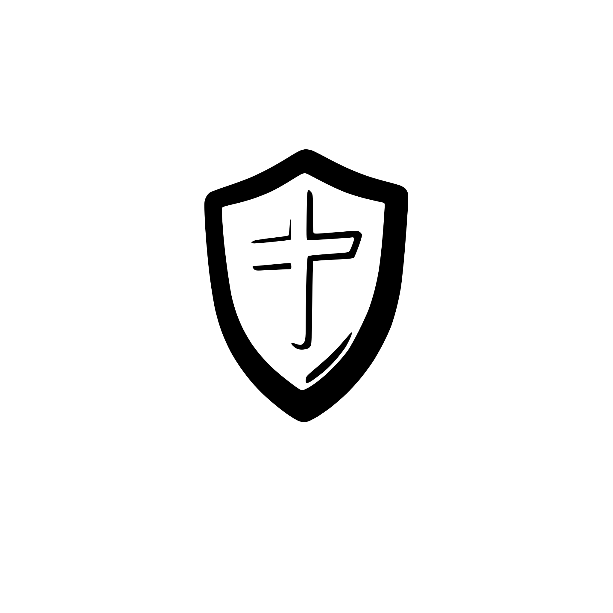 AI-generated SVG of a Plain solid Black shield with white cross