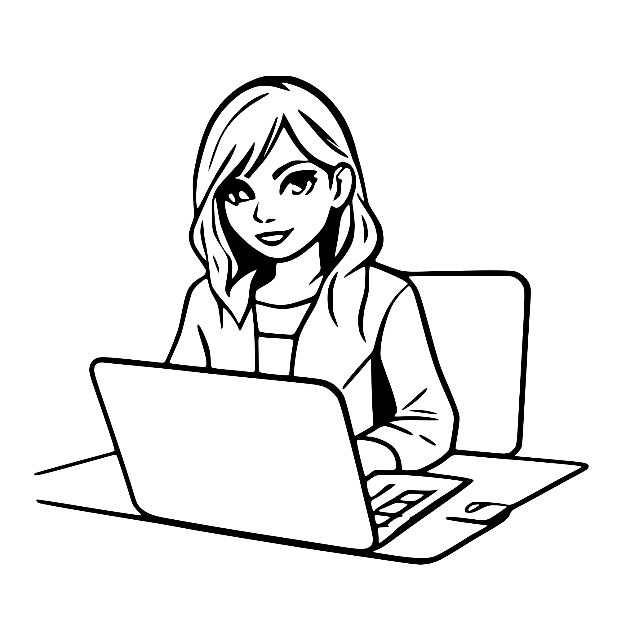 AI-generated SVG of a one line art of person with laptop