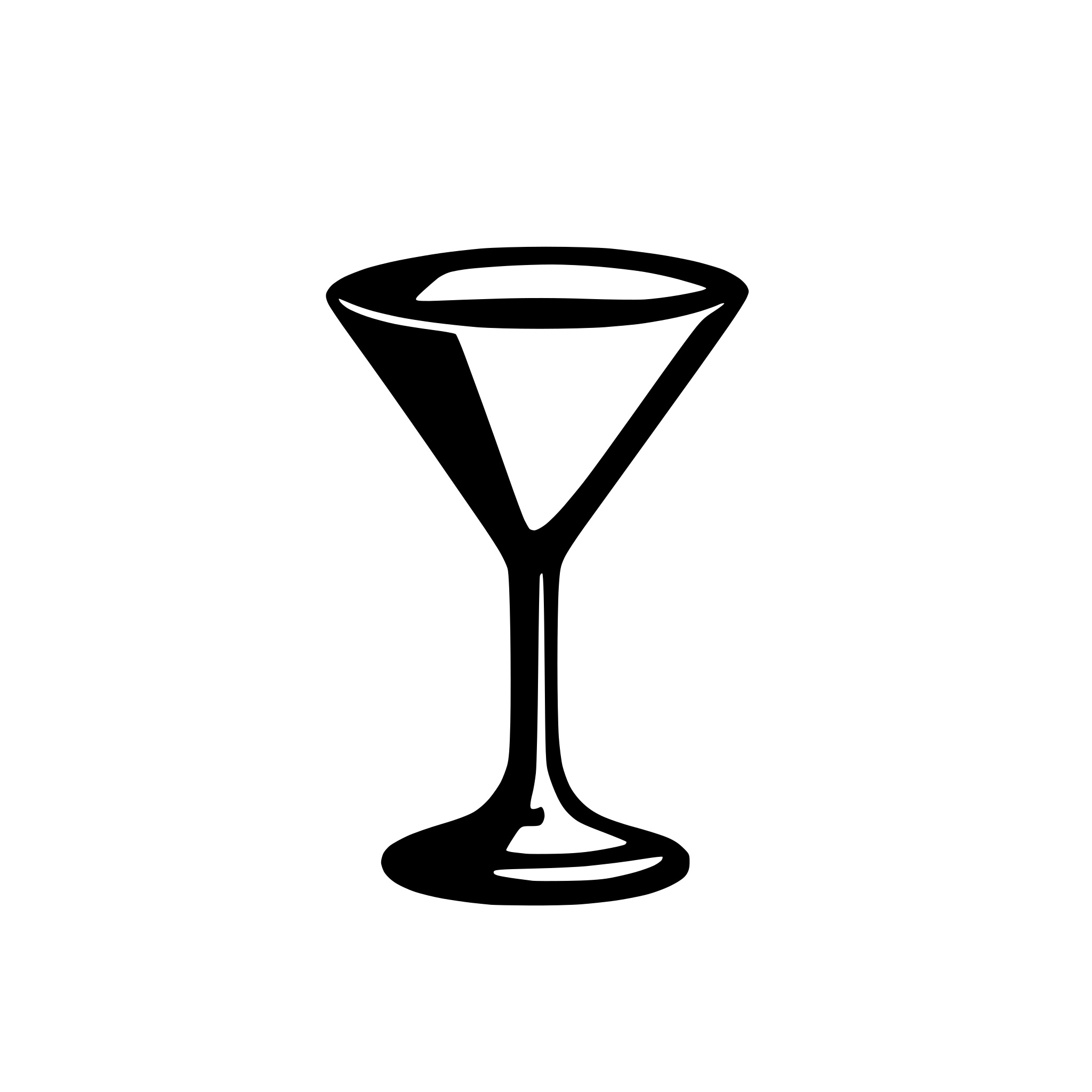 AI-generated SVG of a A minimalist black martini glass with a thin stem and wide triangular bowl, filled with liquid. The design is clean, modern, and elegant, resembling an icon or vector graphic