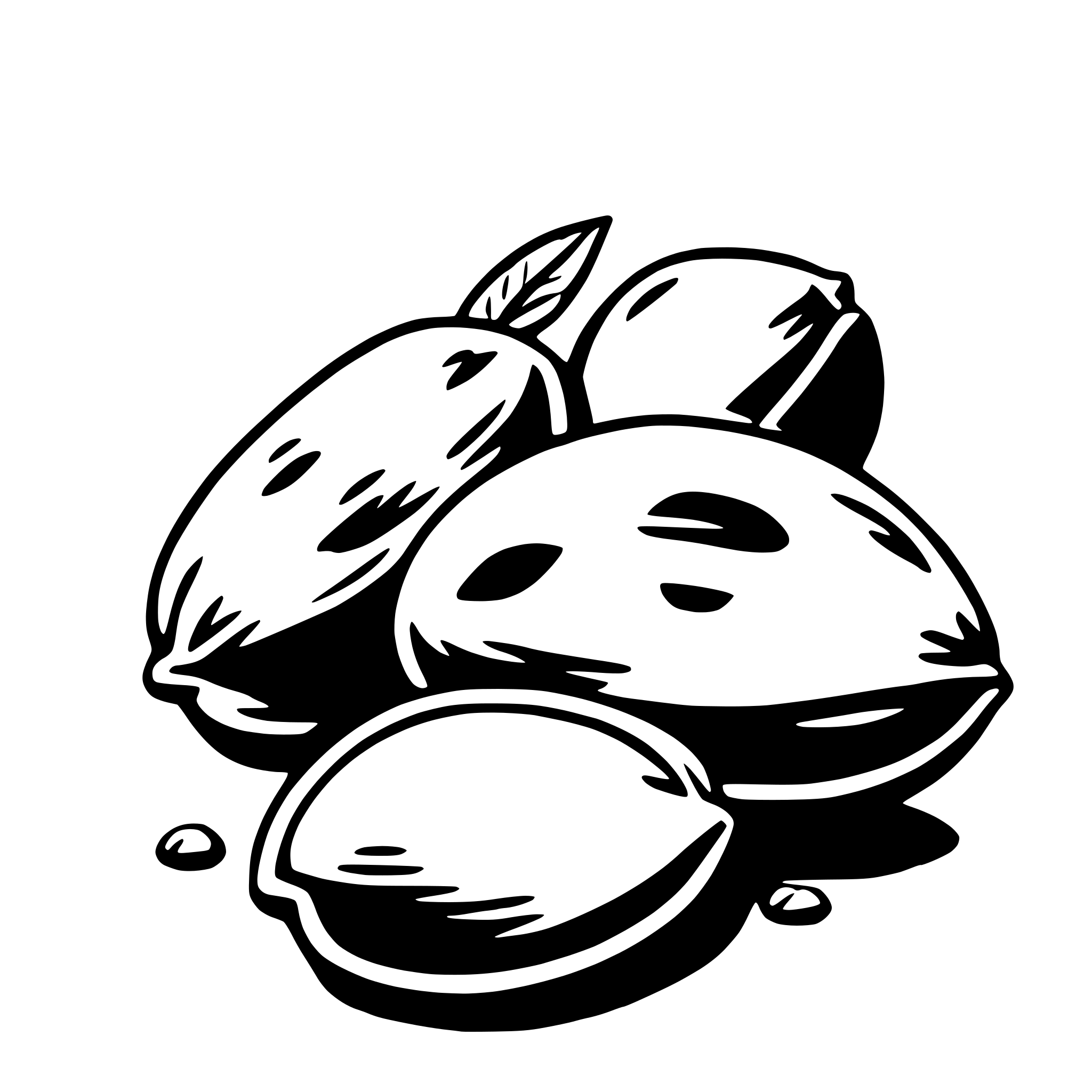The SVG depicts a collection of fruits, which appear to be a mix of bananas and possibly some other type of fruit, such as mangoes or papayas. The fruits are arranged in a somewhat random manner, with some overlapping each other. The bananas are shown in a stylized manner, with a simple, smooth outline and a solid fill, giving them a somewhat cartoonish appearance. The fruits are not detailed enough to discern specific textures or patterns, and there are no visible stems or leaves. The overall style is minimalistic and graphic, with a focus on simple shapes and lines. 