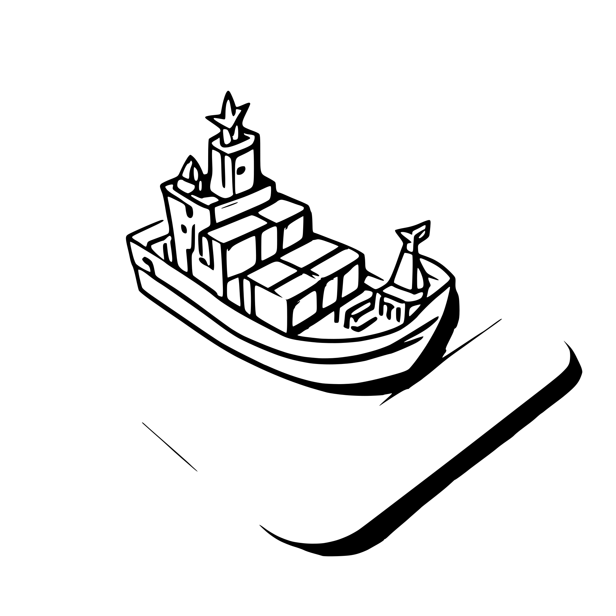 AI-generated SVG of a simple cargo ship in isometric 3d view