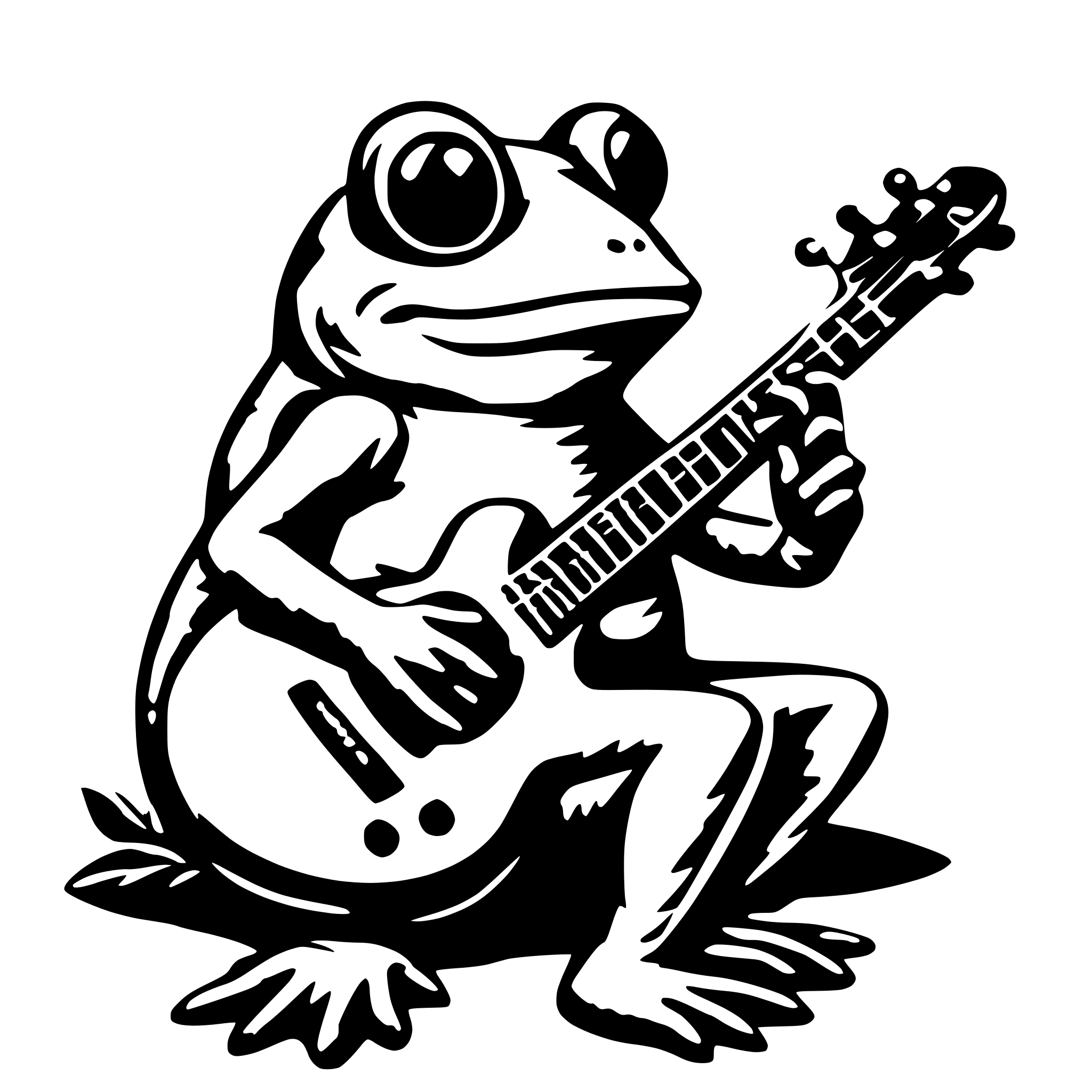 AI-generated SVG of 'frog playing guitar'