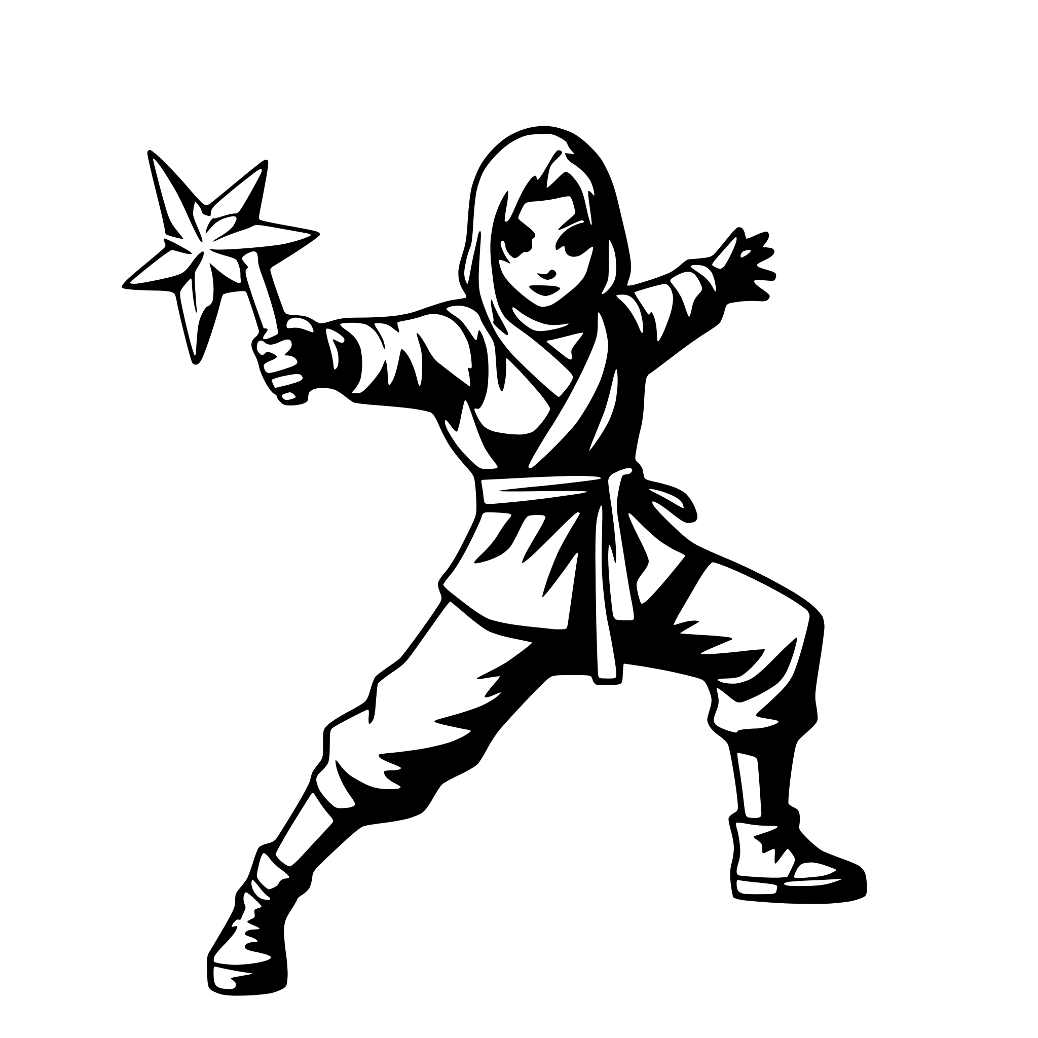 AI-generated SVG of 'ninja throwing shuriken'