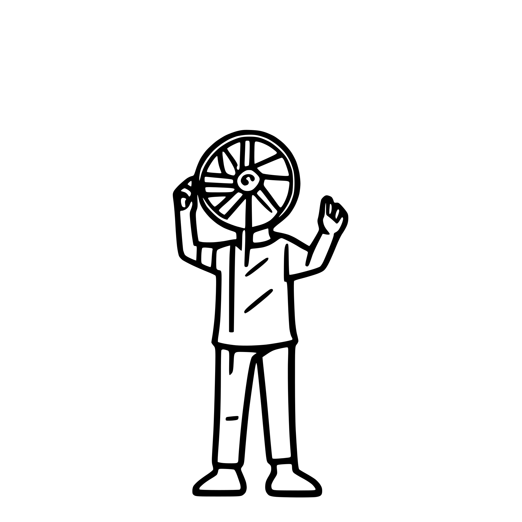 AI-generated SVG of a A doodle-style line art of a person sweating from heat, fanning themselves with a hand-held fan, sun overhead with heat waves, simple monochrome outline, minimal detail, smooth clean paths, no fill colors, white background, optimized for SVG animation.