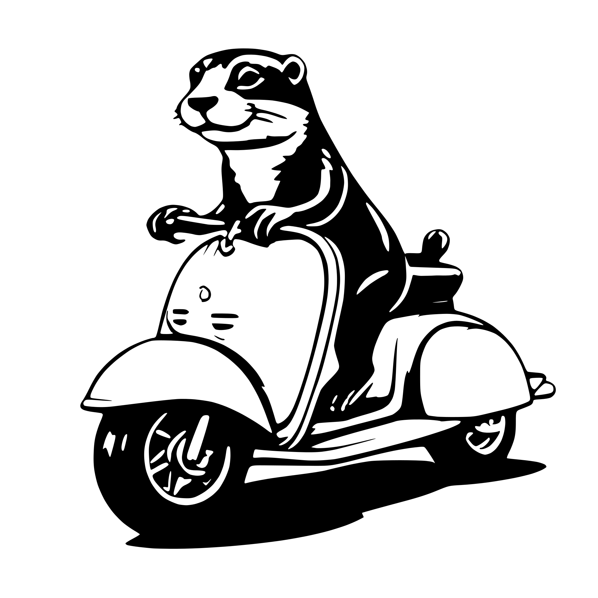AI-generated SVG of 'otter on a green vespa'