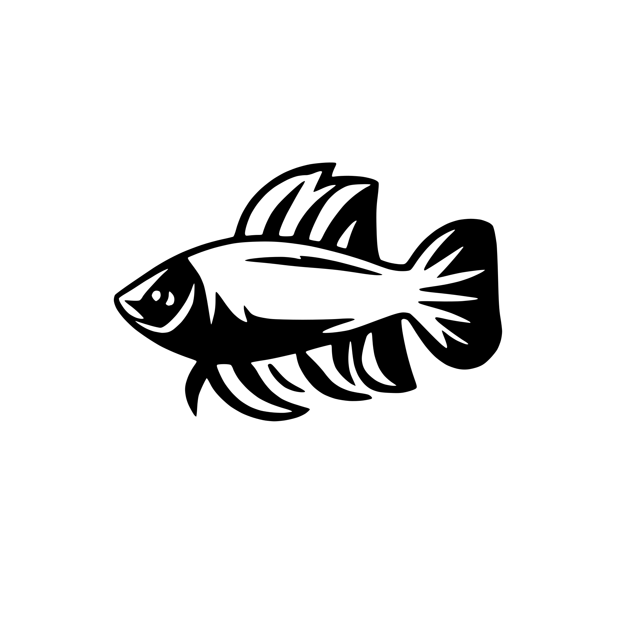 AI-generated SVG of a betta fish with large fin. head on top, rear fin on the bottom