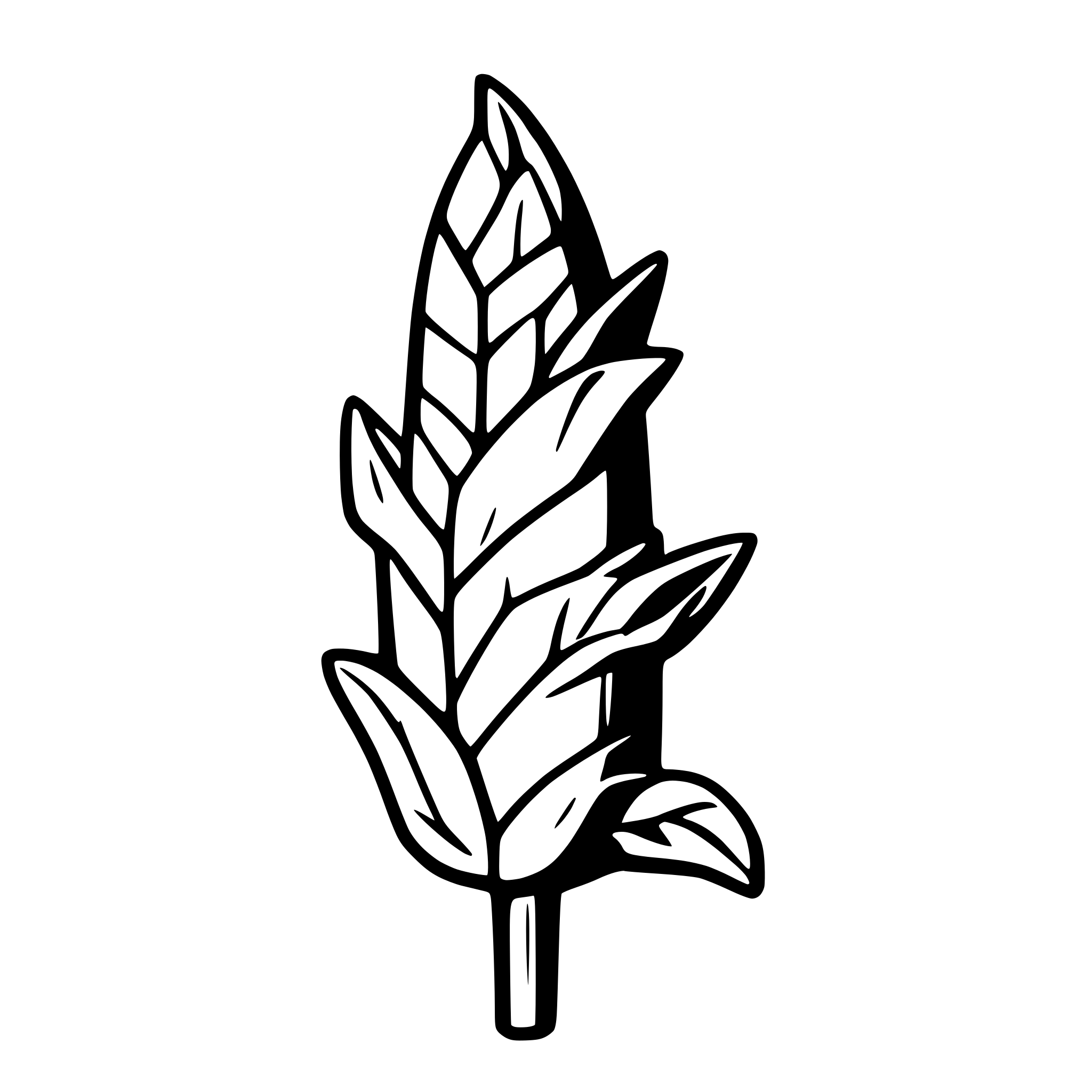 AI-generated SVG of a single stem corn stalk with two cobbs