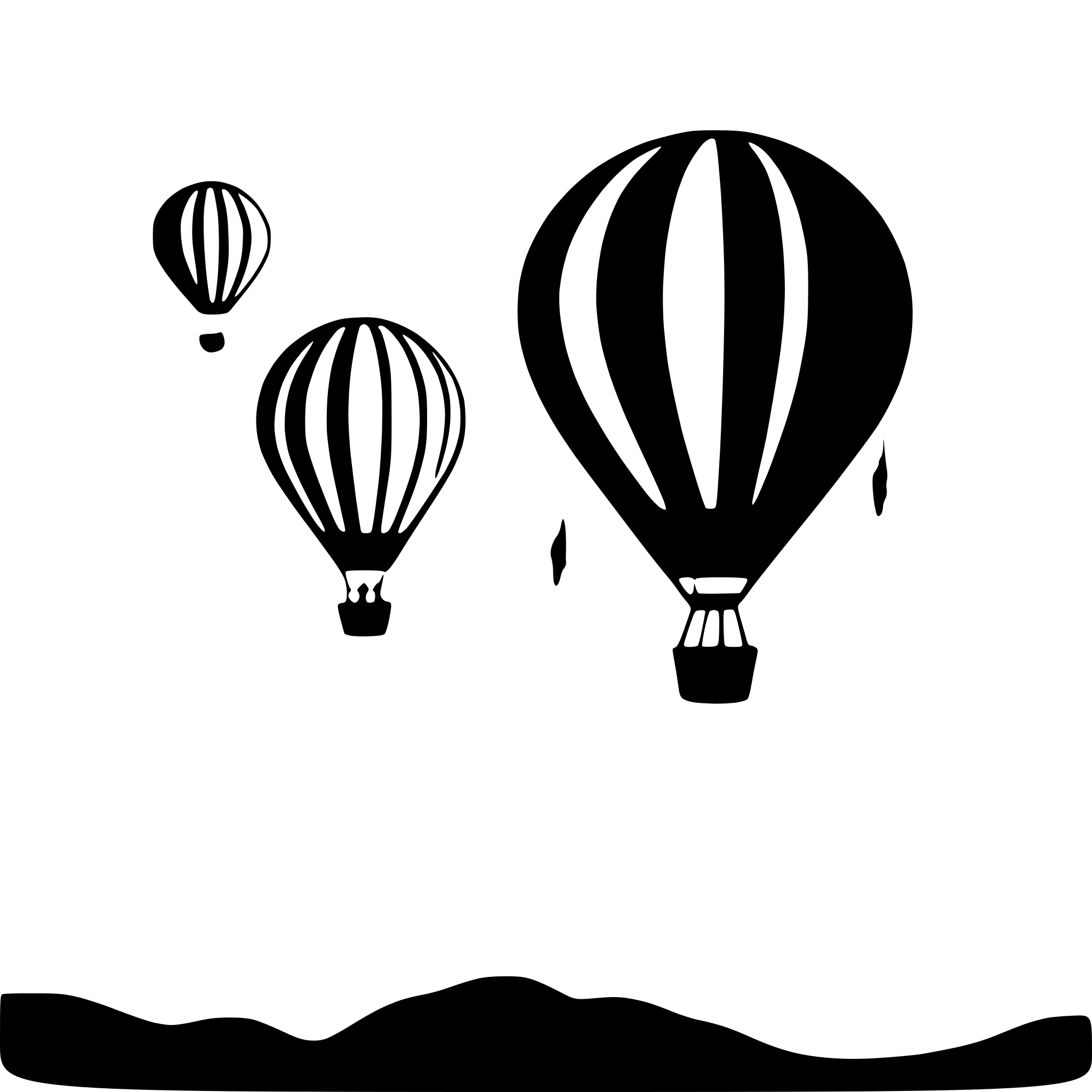 AI-generated SVG of a hot air balloons over mountains