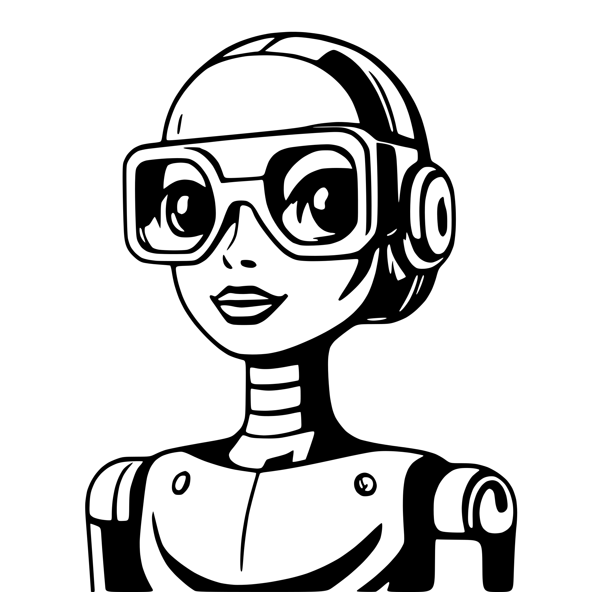 AI-generated SVG of 'Robot with augmented reality glasses'