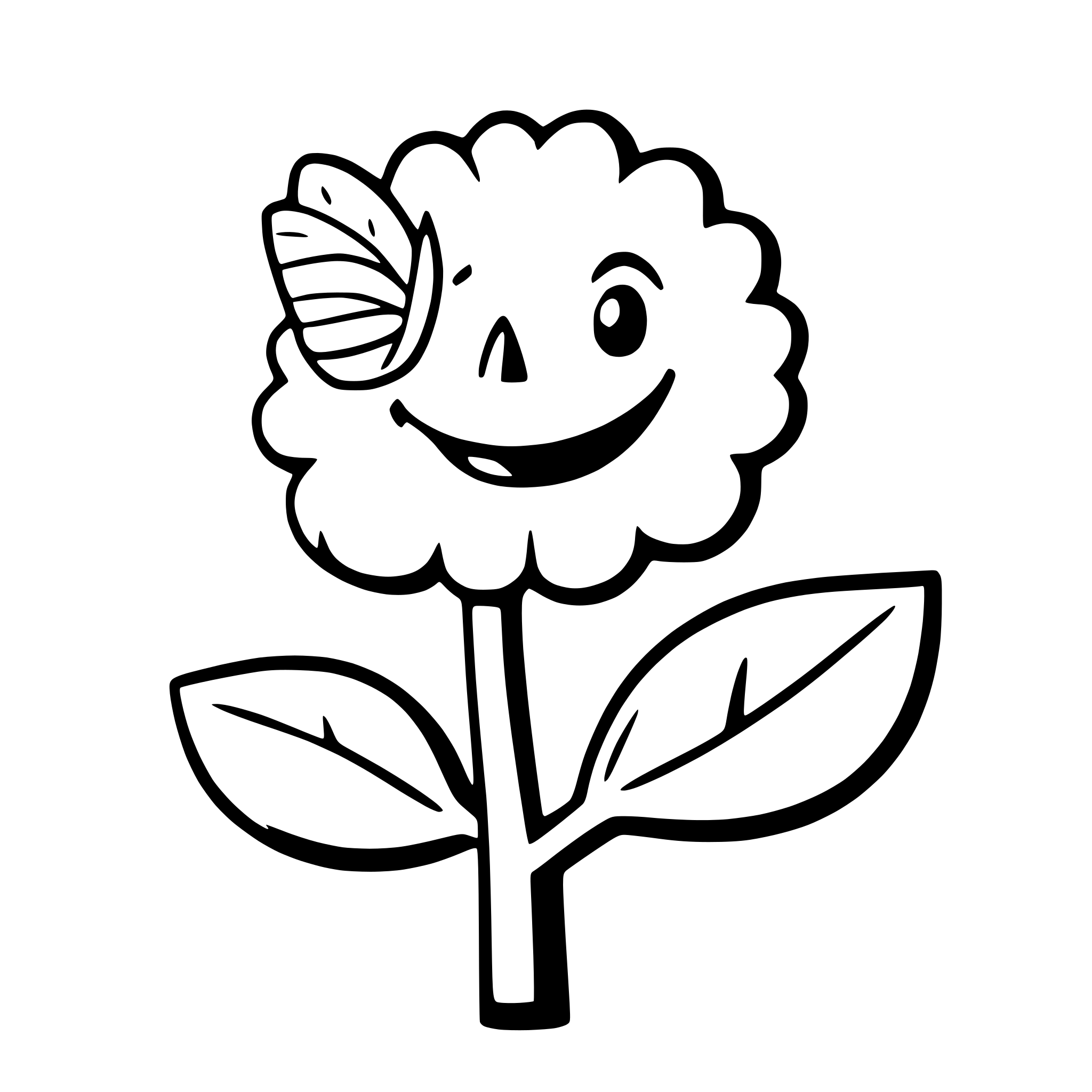 AI-generated SVG of a a happy sunflower with a butterfly on its petal