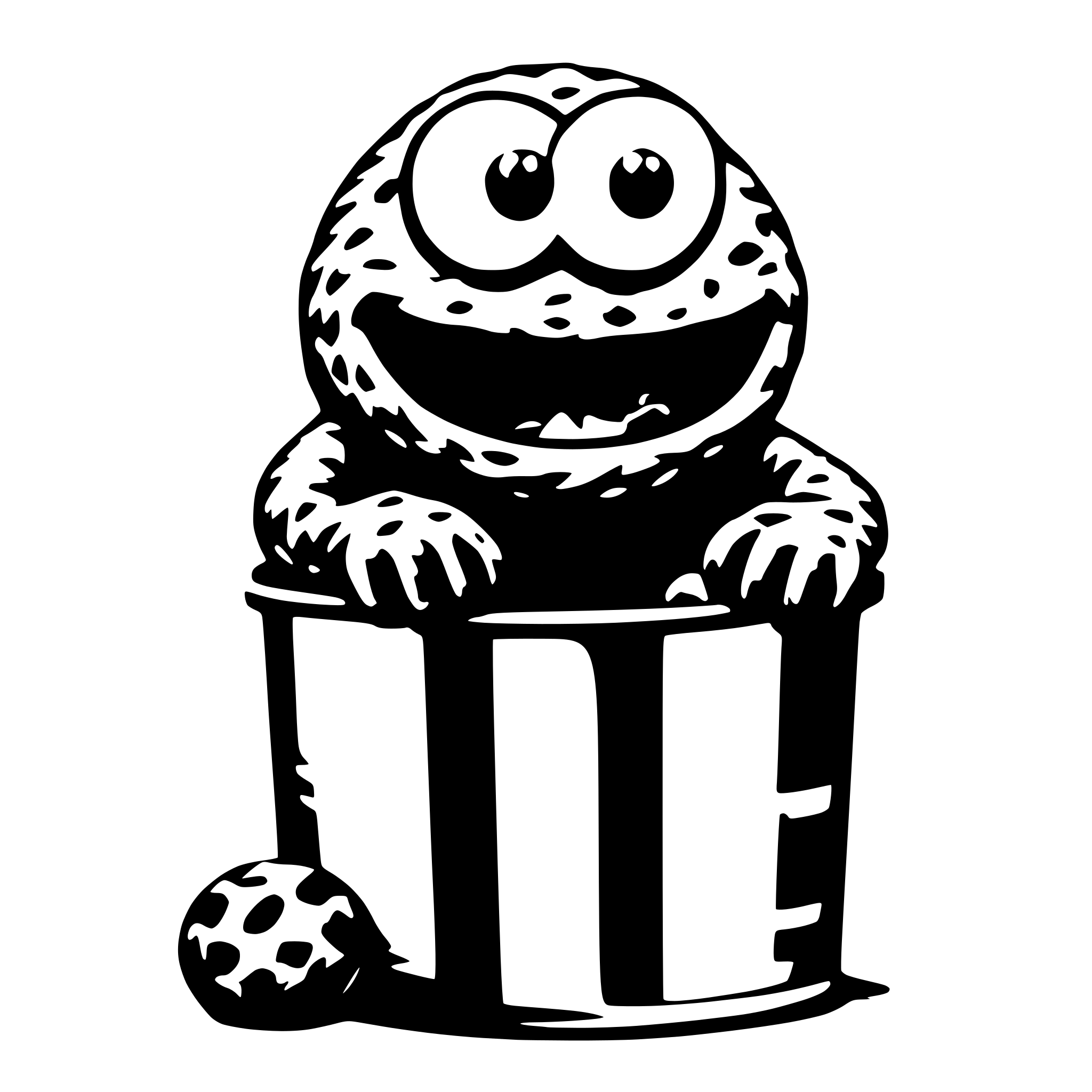 AI-generated SVG of a Cookie Monster from the garbage can