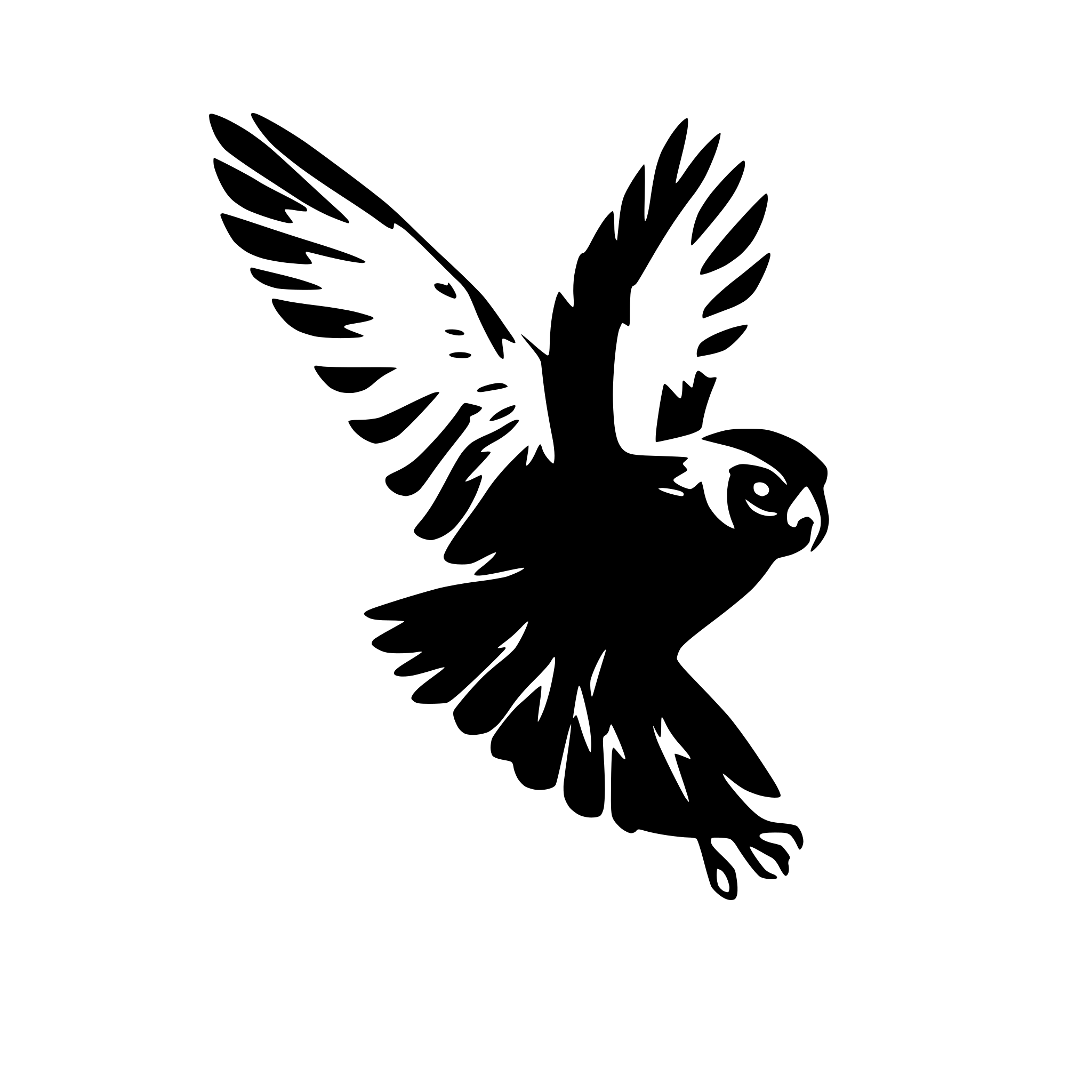 AI-generated SVG of a flying owl silhouette black realistic