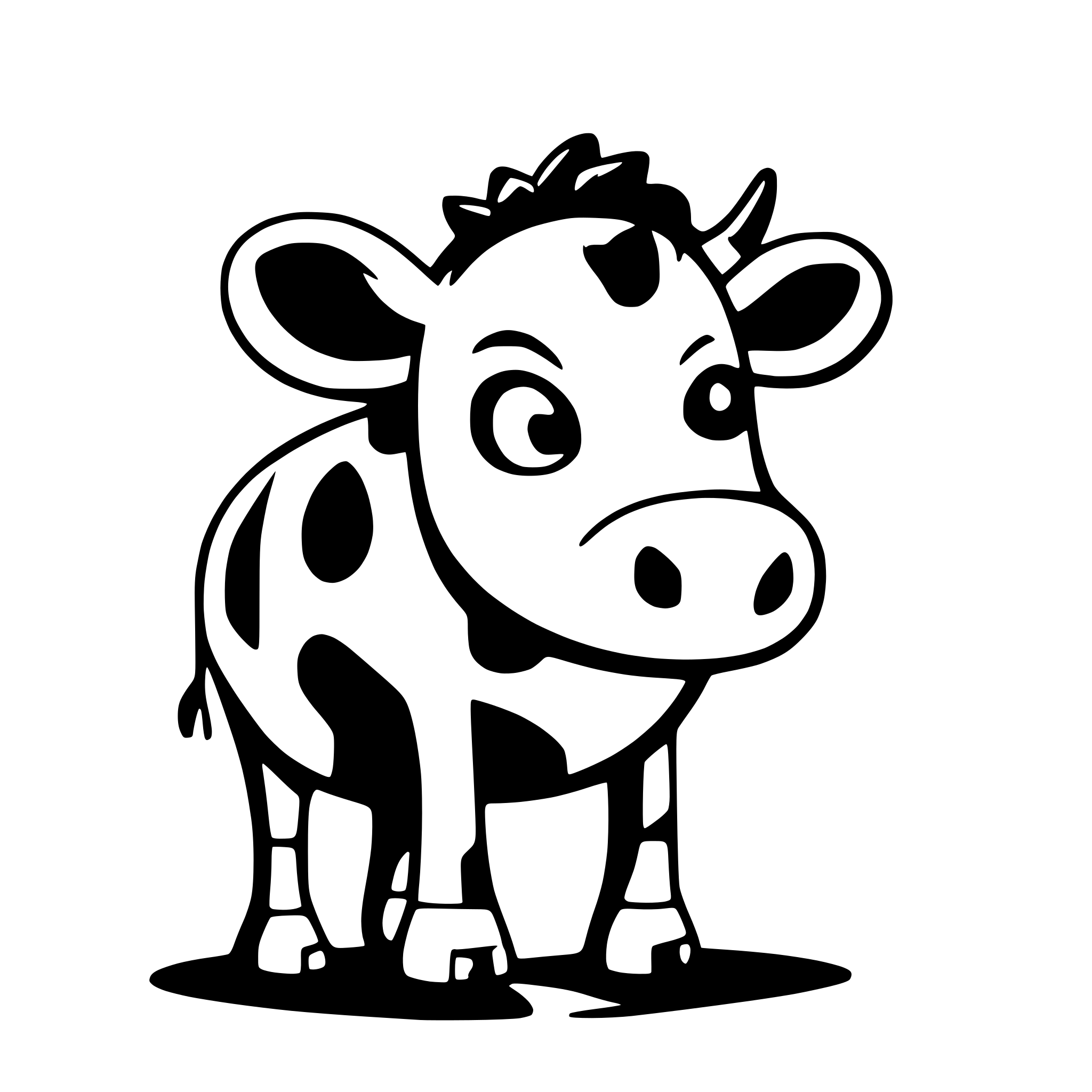 AI-generated SVG of a Generate a cow with black and white spots. The perspective should be from the side