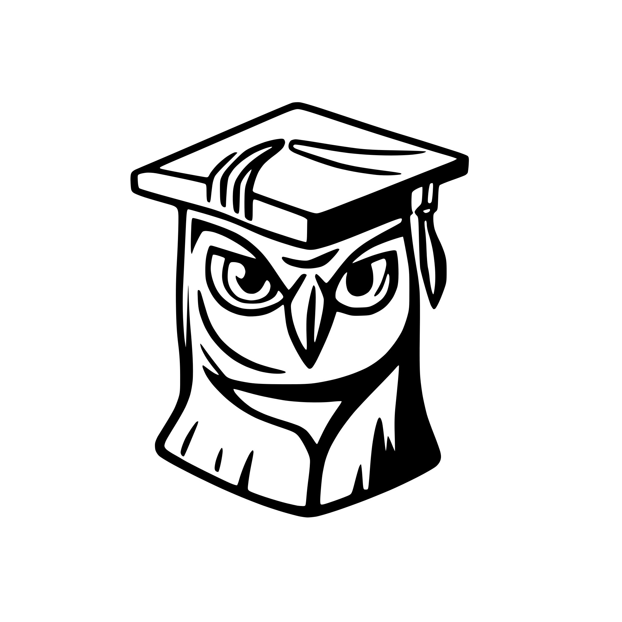 AI-generated SVG of a owl head in square academic cap