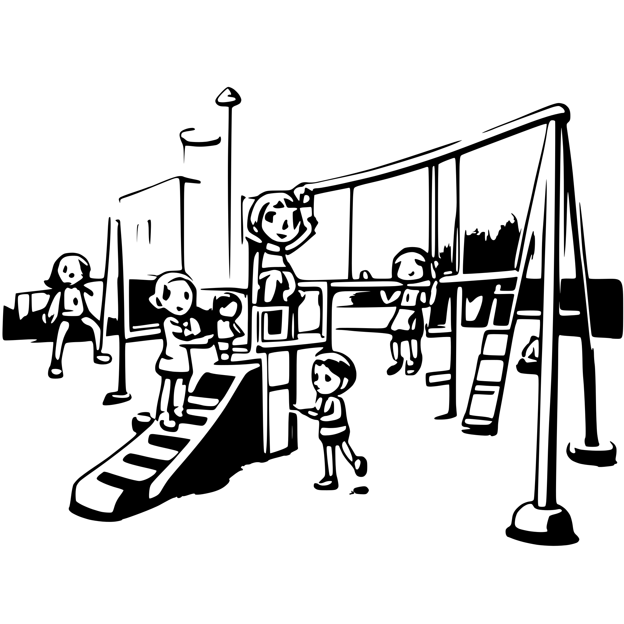 AI-generated SVG of 'many Children playing on a playground'