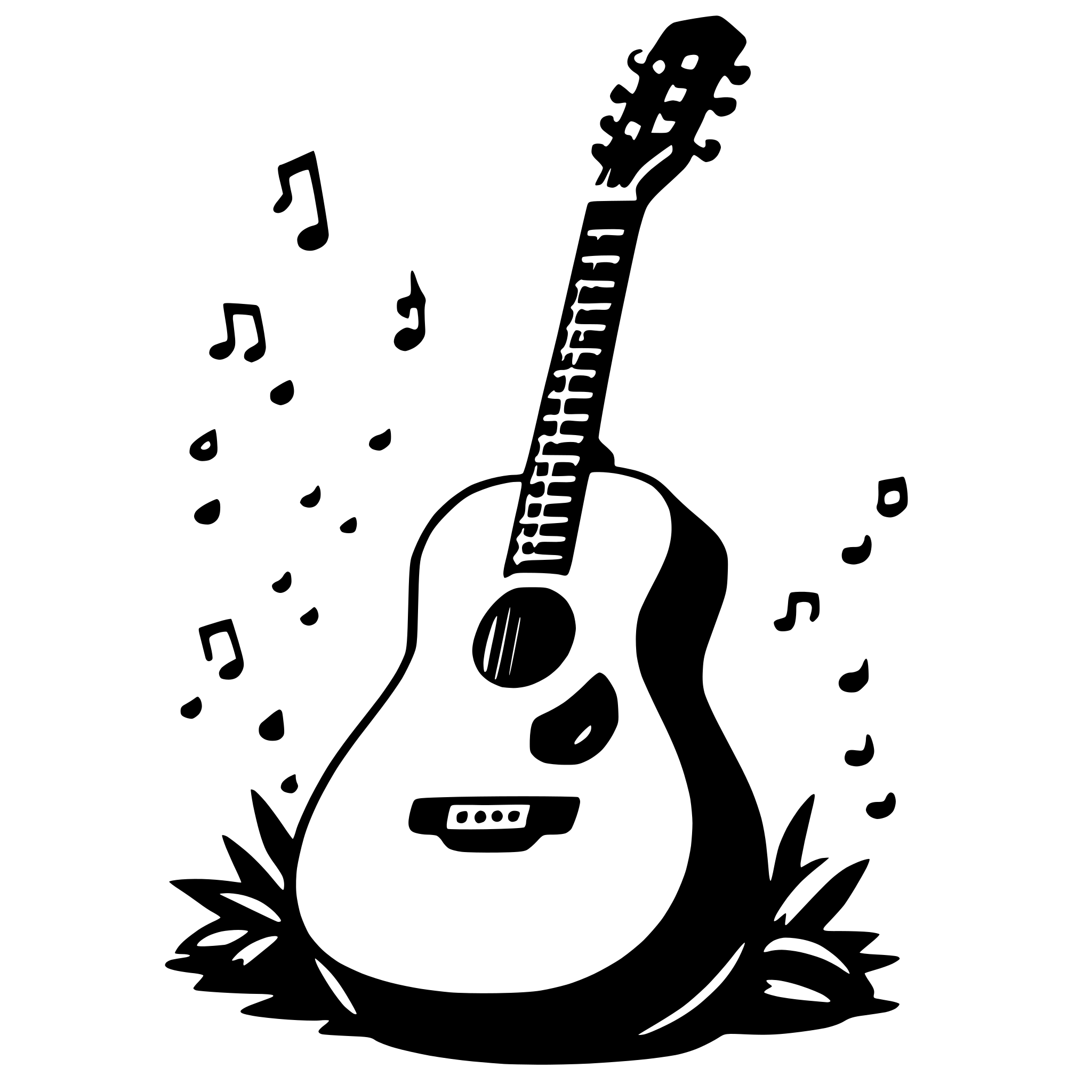 AI-generated SVG of 'guitar and notes'