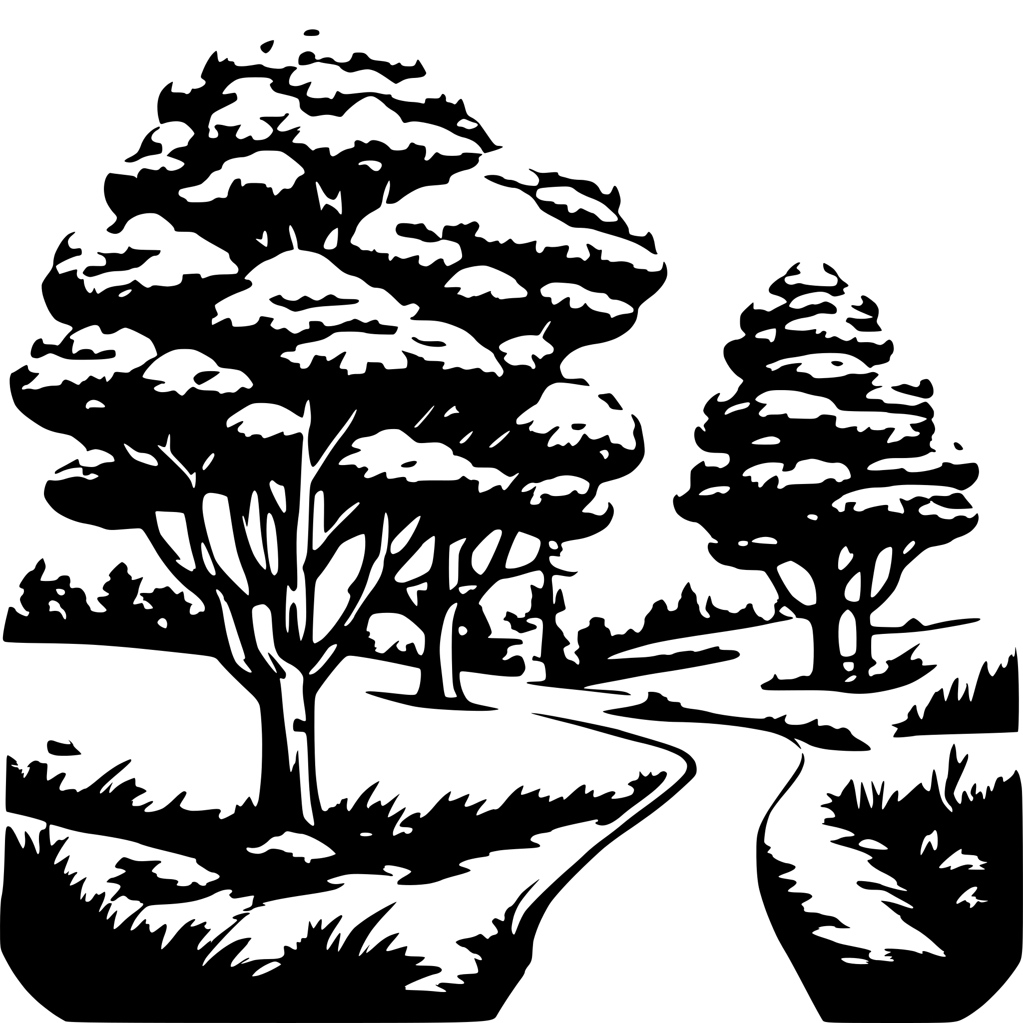 AI-generated SVG of a low detail, landscape, simple, trees