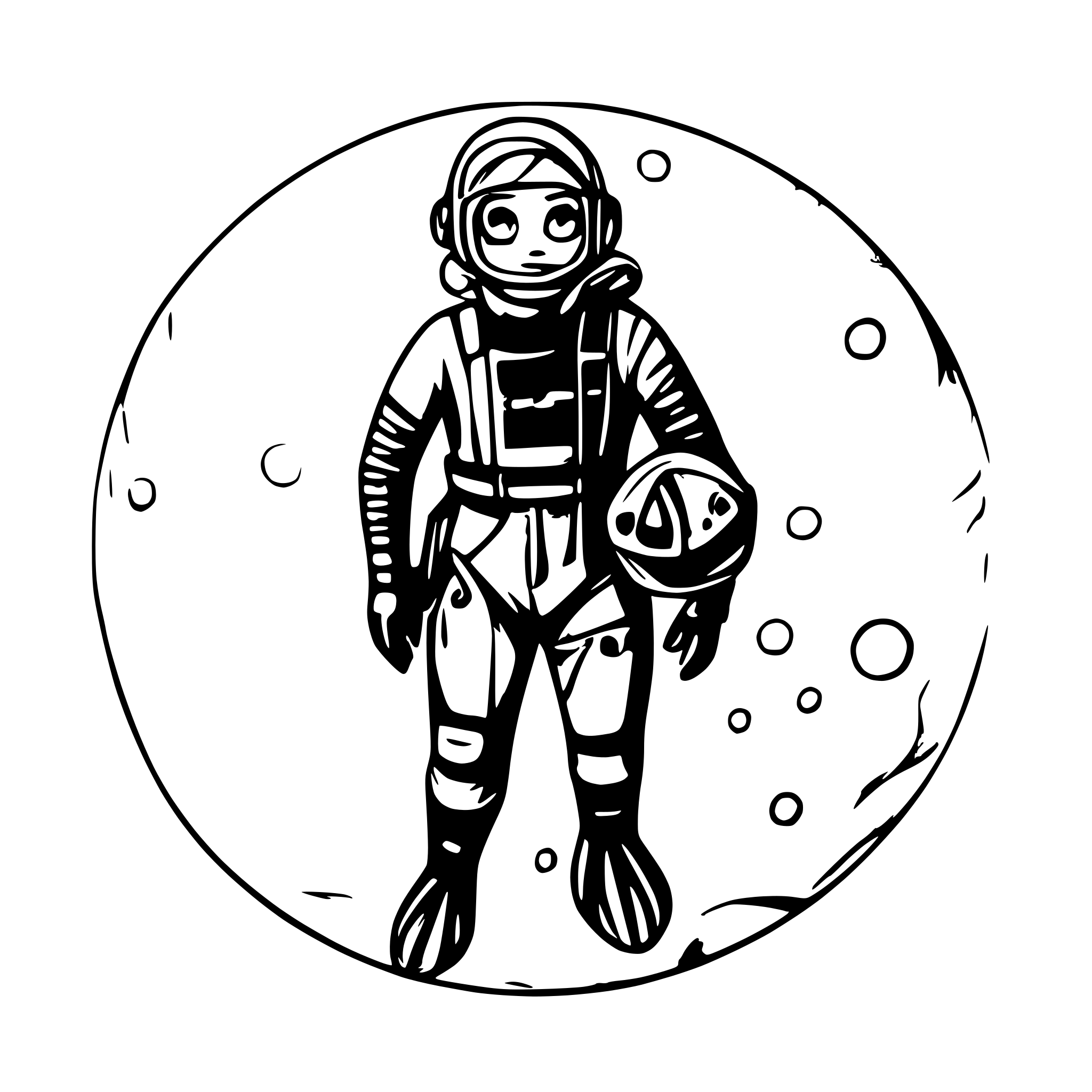 AI-generated SVG of a Female Scubadiver with Fishes and bubbles around her