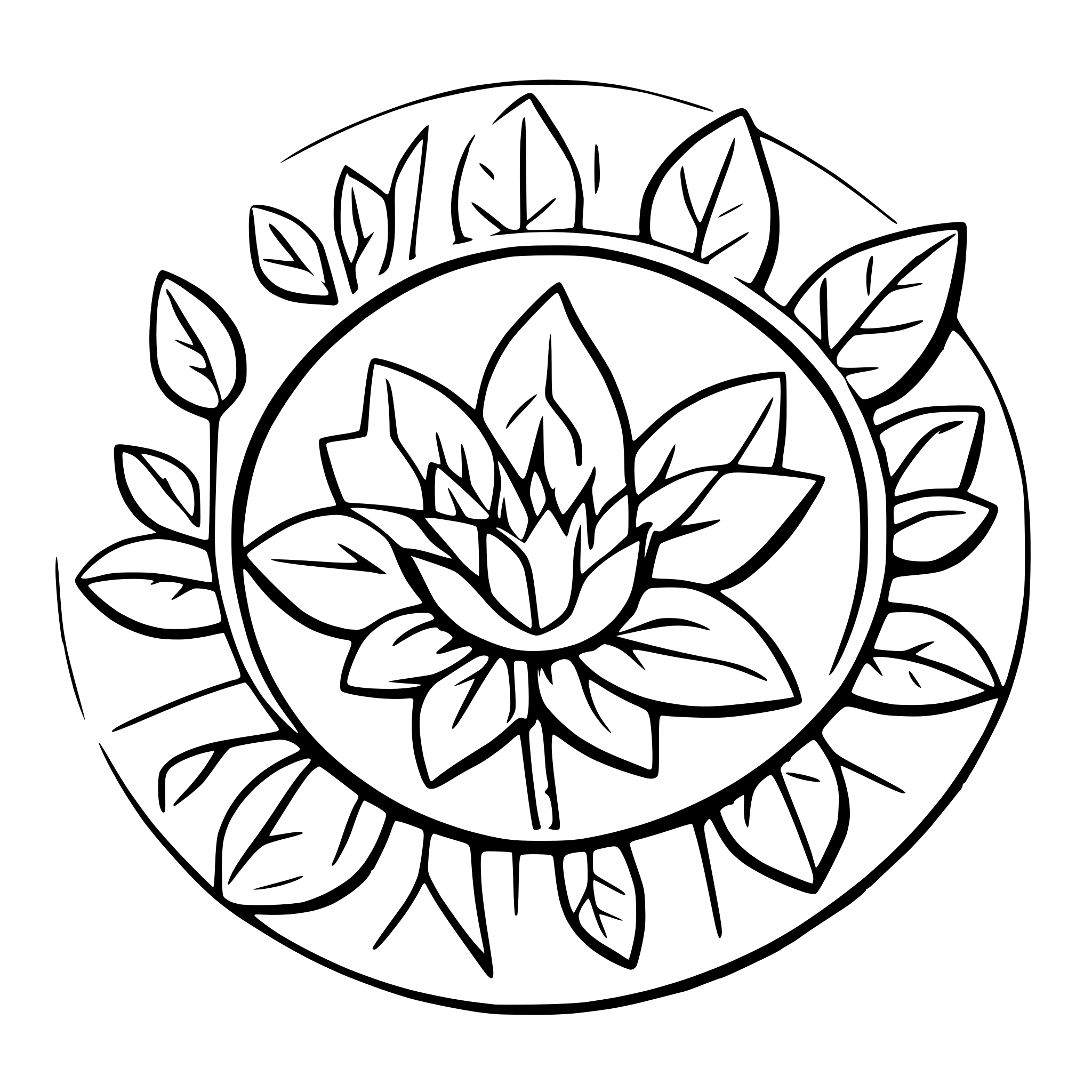 AI-generated SVG of a mandala, floral shapes, sun