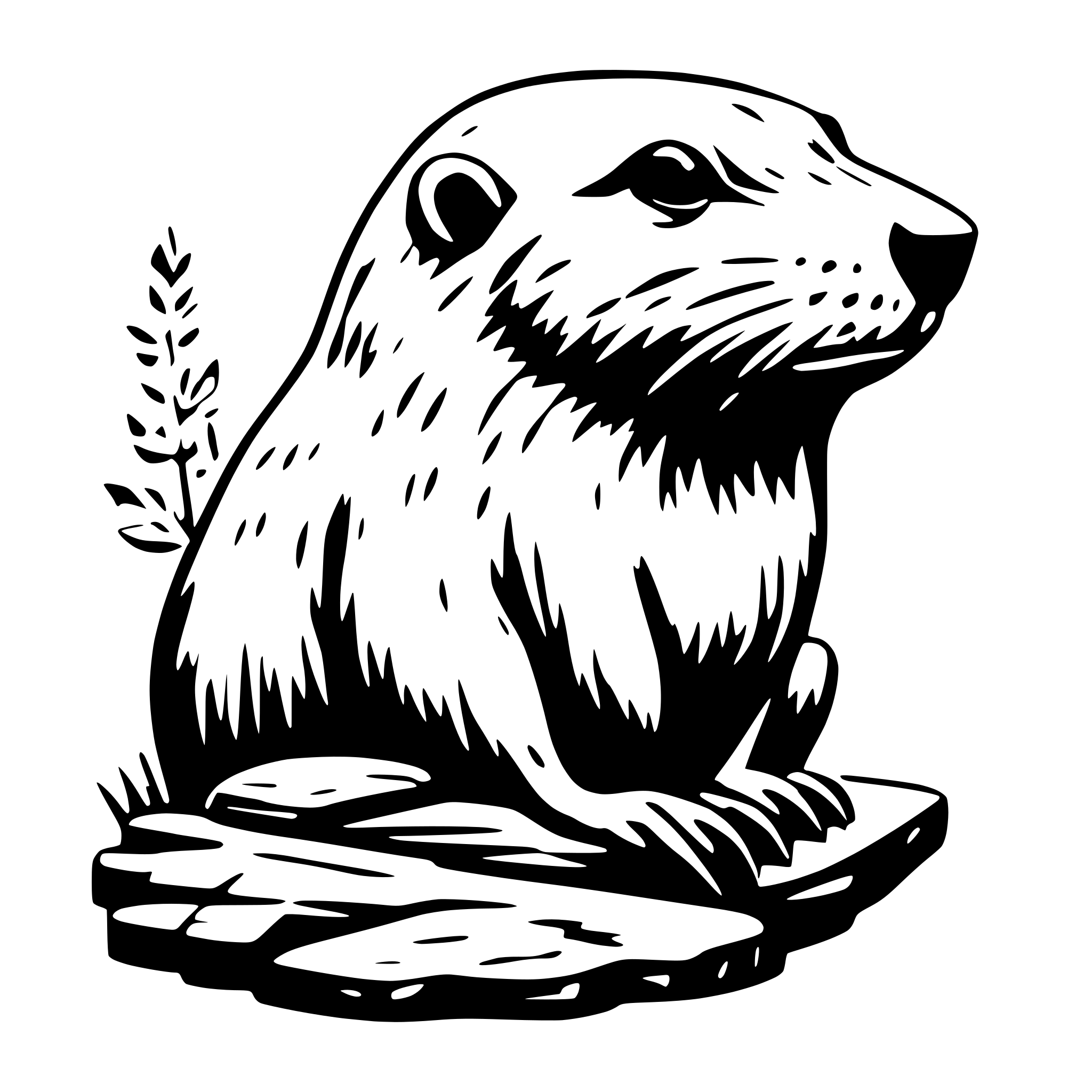 AI-generated SVG of a wood carving master class, beaver