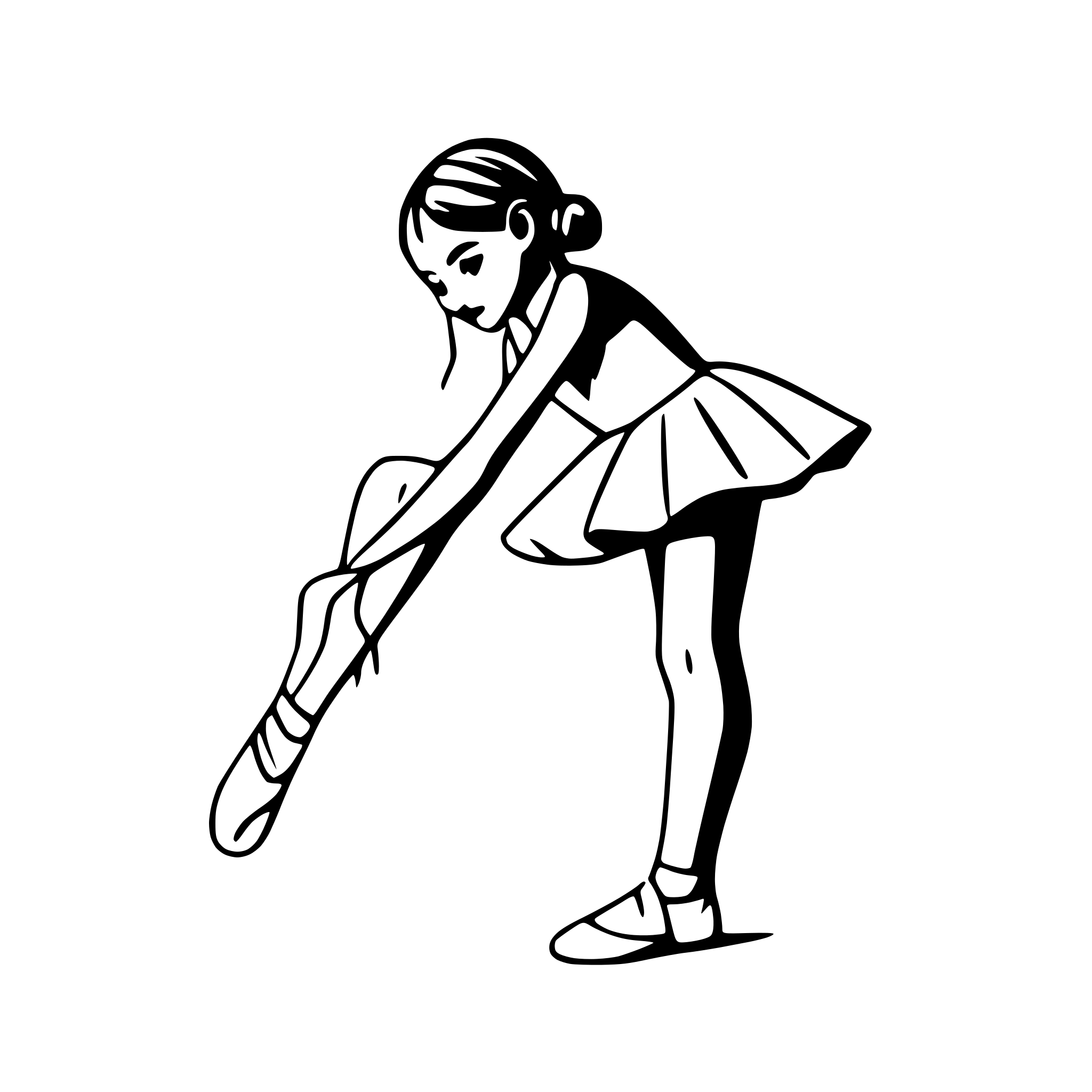 AI-generated SVG of a ballerina tying ballet shoes
