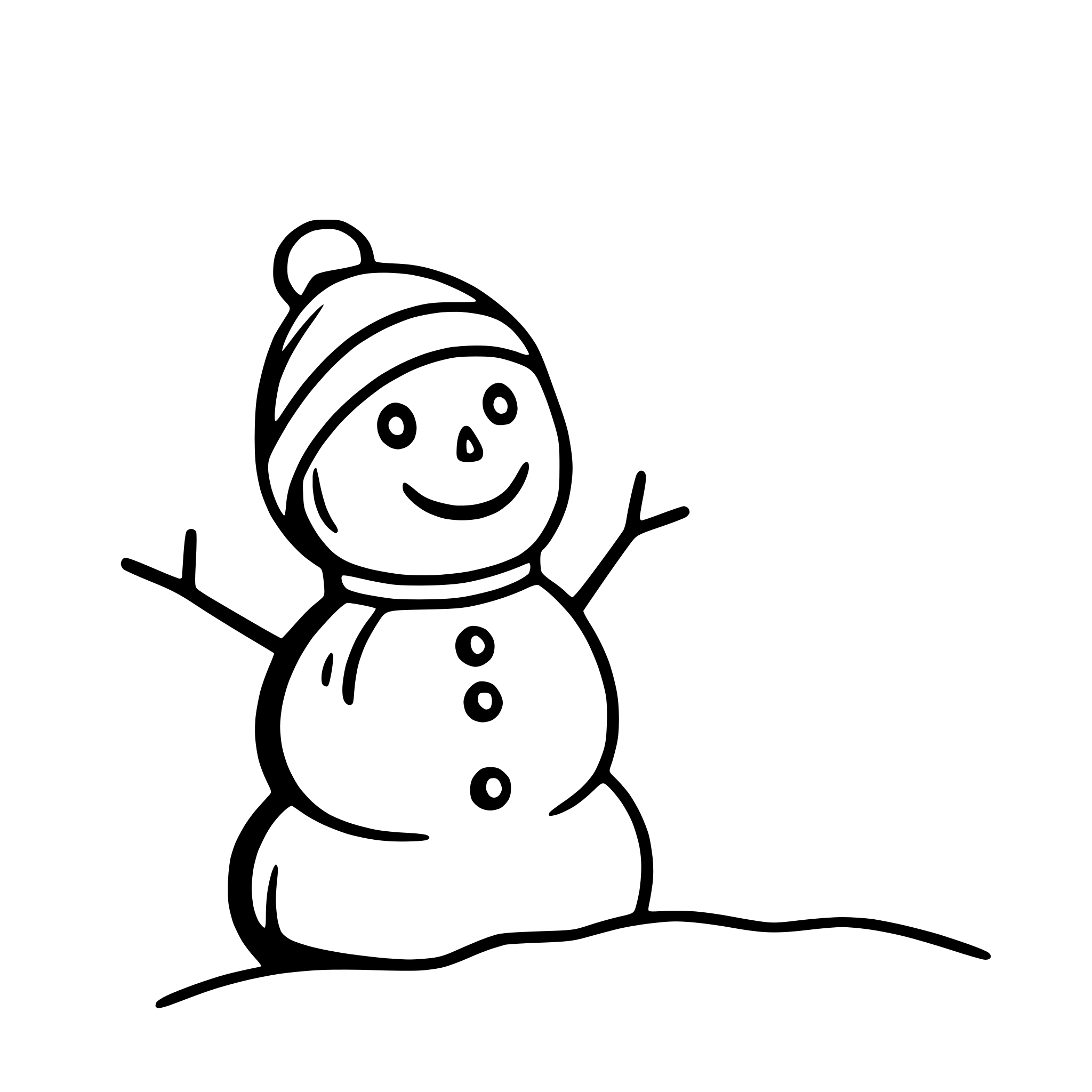 AI-generated SVG of 'snowman under falling snow'