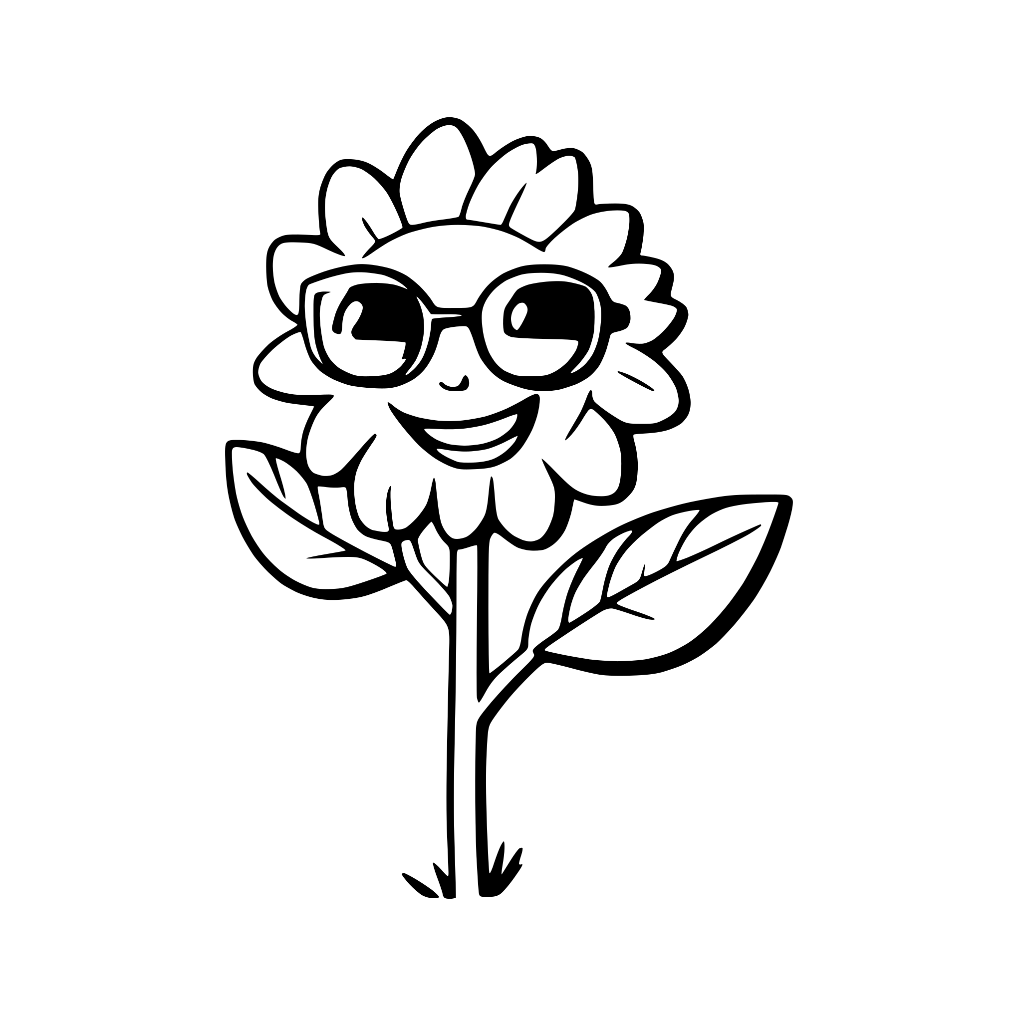 AI-generated SVG of a a cheerful sunflower with sunglasses