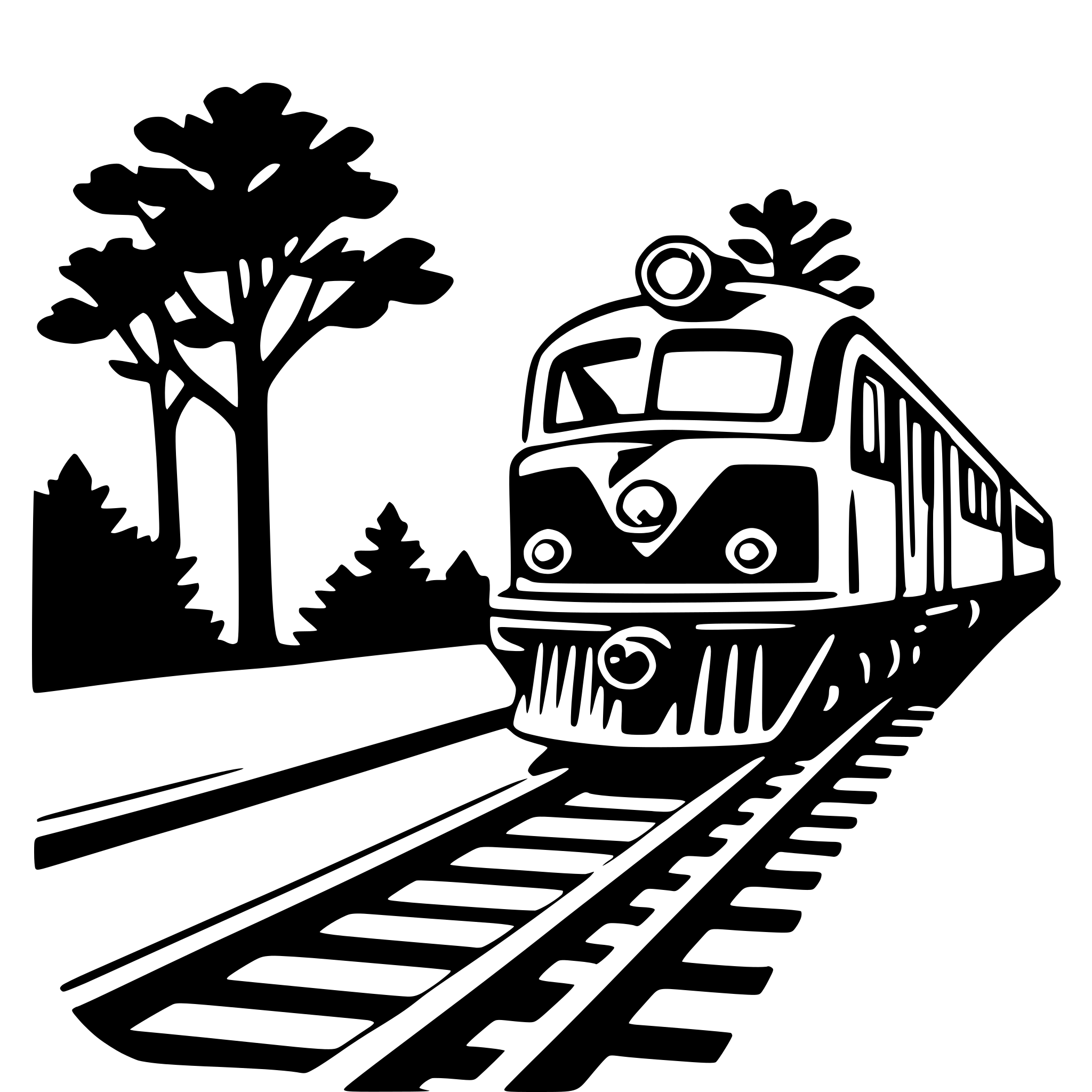 AI-generated SVG of 'train and tracks'