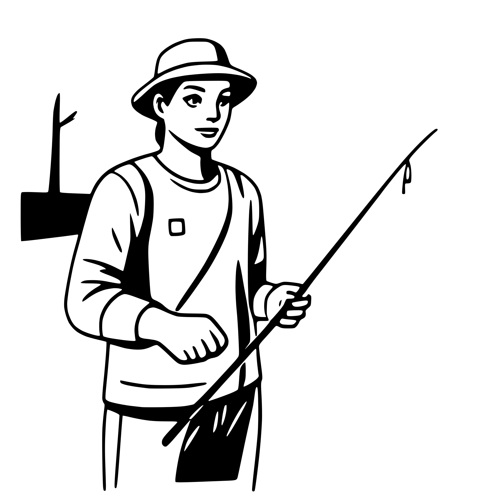 AI-generated SVG of a man fishing by riverbank