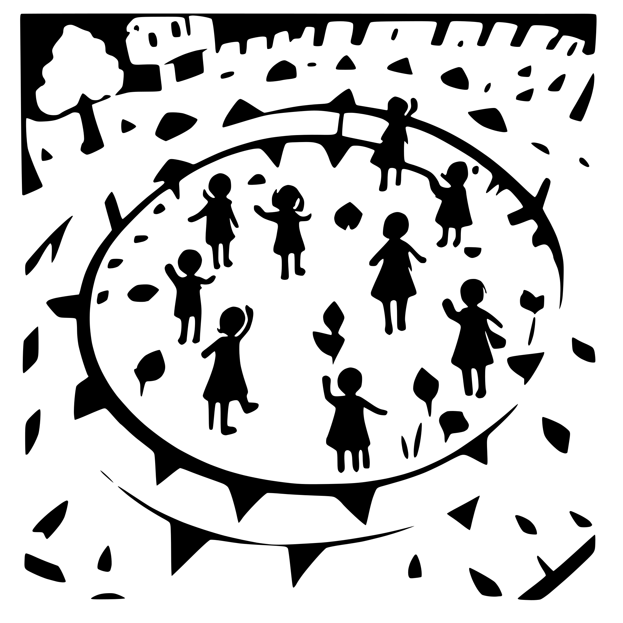 AI-generated SVG of a many children with smiling face paying on the playground