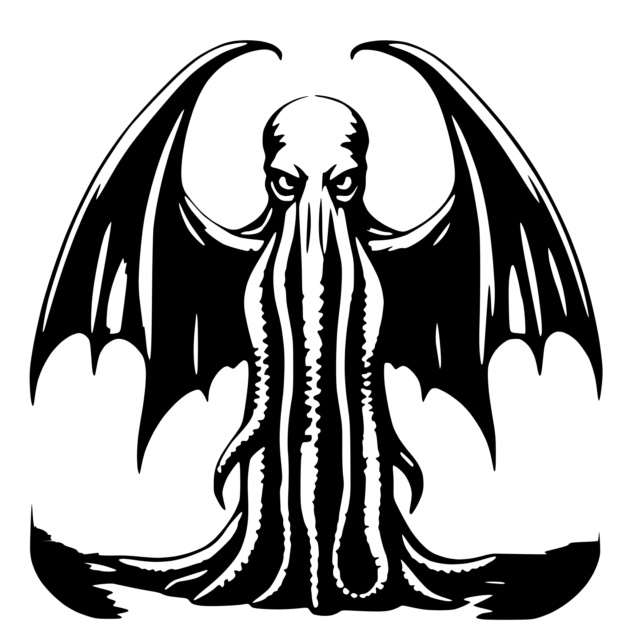 AI-generated SVG of 'cthulhu with bat wings'