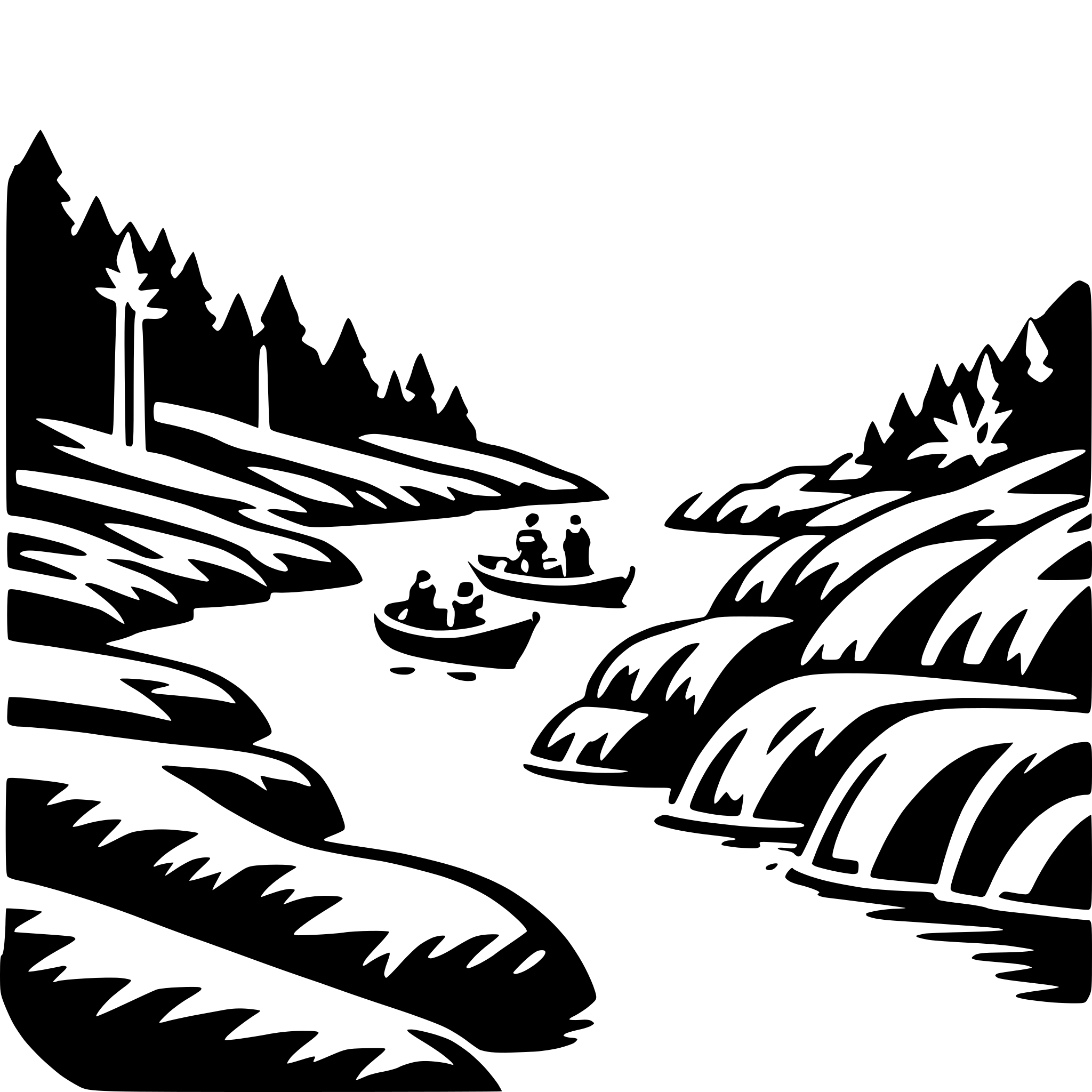 AI-generated SVG of a canyon river rafting
