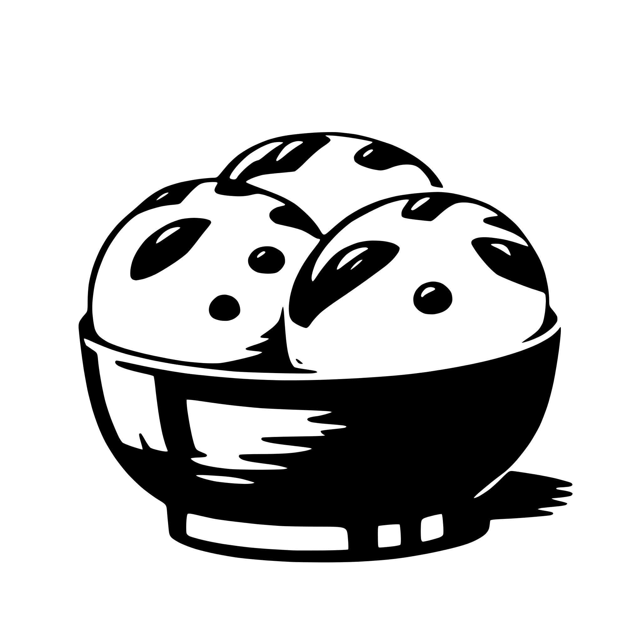 The SVG shows a stylized illustration of a bowl containing three eggs. The eggs are depicted with a simplistic design, featuring a pattern of black and white circles and lines to represent the shell and the yolk. The bowl has a simple, rounded shape with a handle on one side. The eggs are arranged in a way that they appear to be resting on the bottom of the bowl. The overall style is minimalistic and cartoonish. 